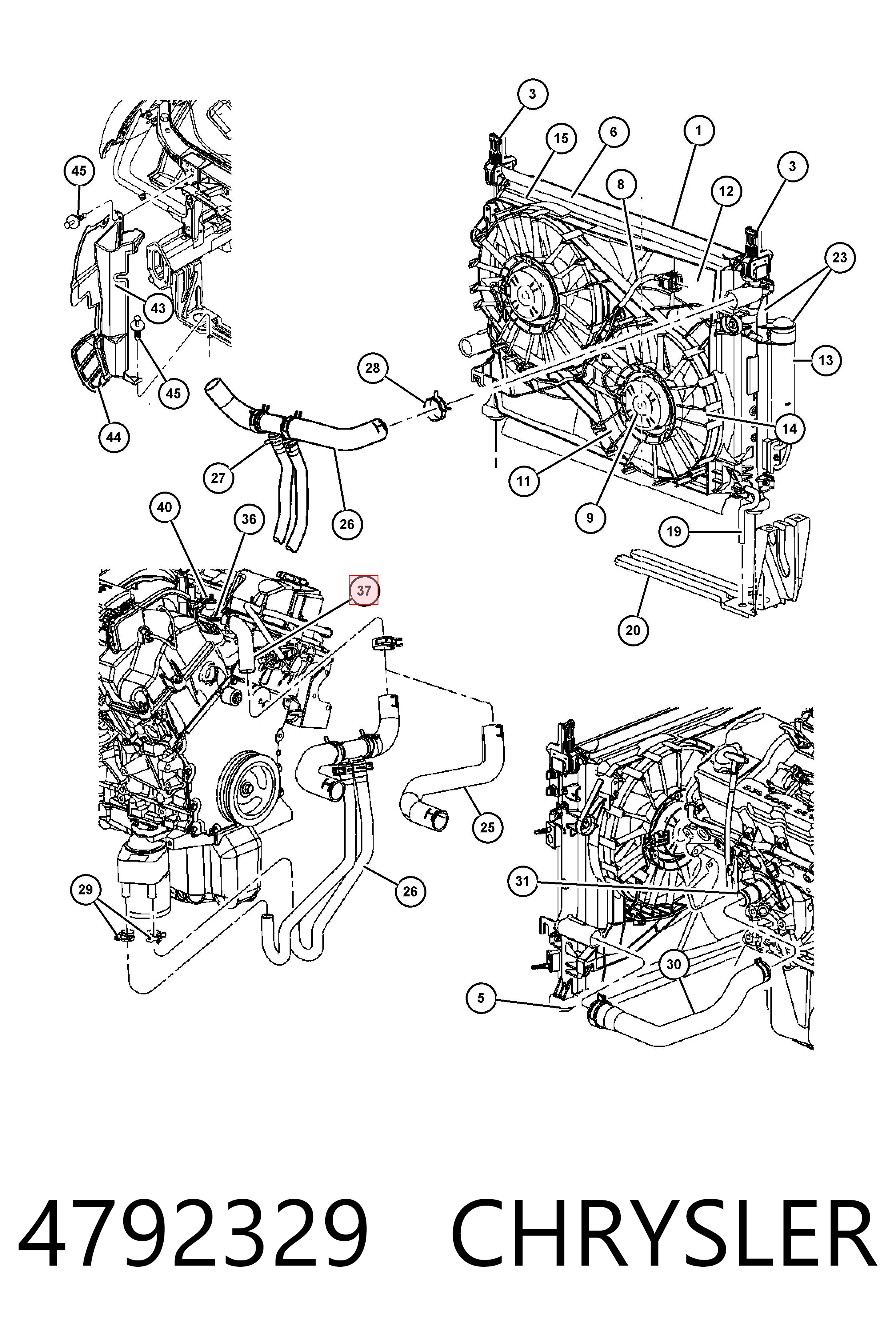 4792329 Chrysler Корпус термостата в зборі