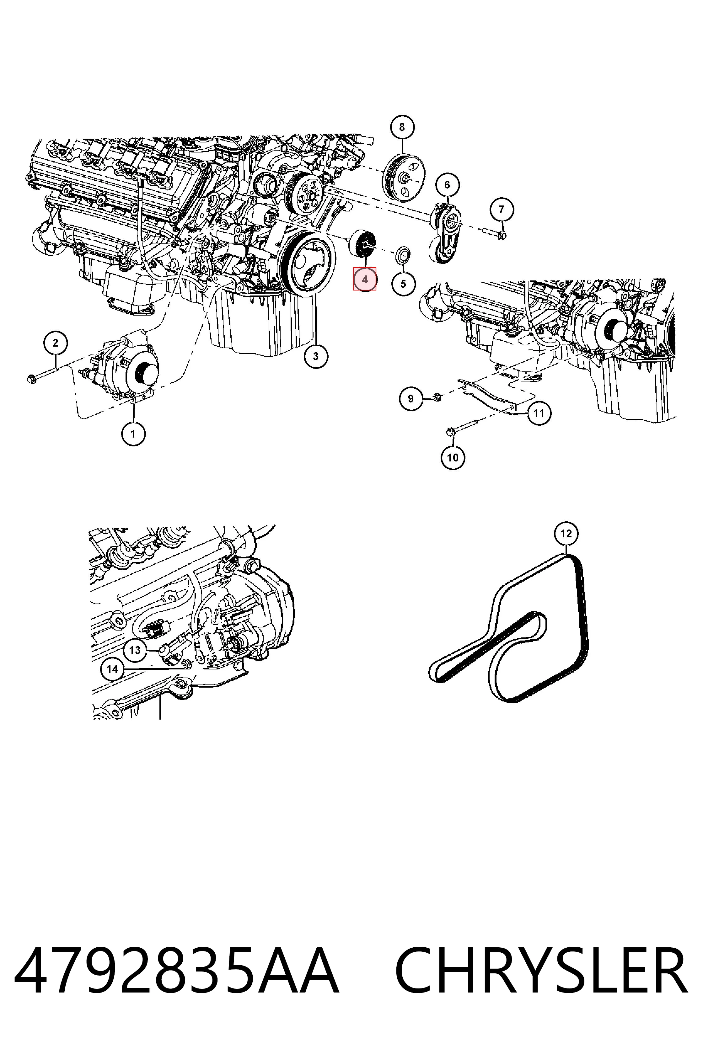 4792835AA Chrysler Ролик приводного ременя, паразитний