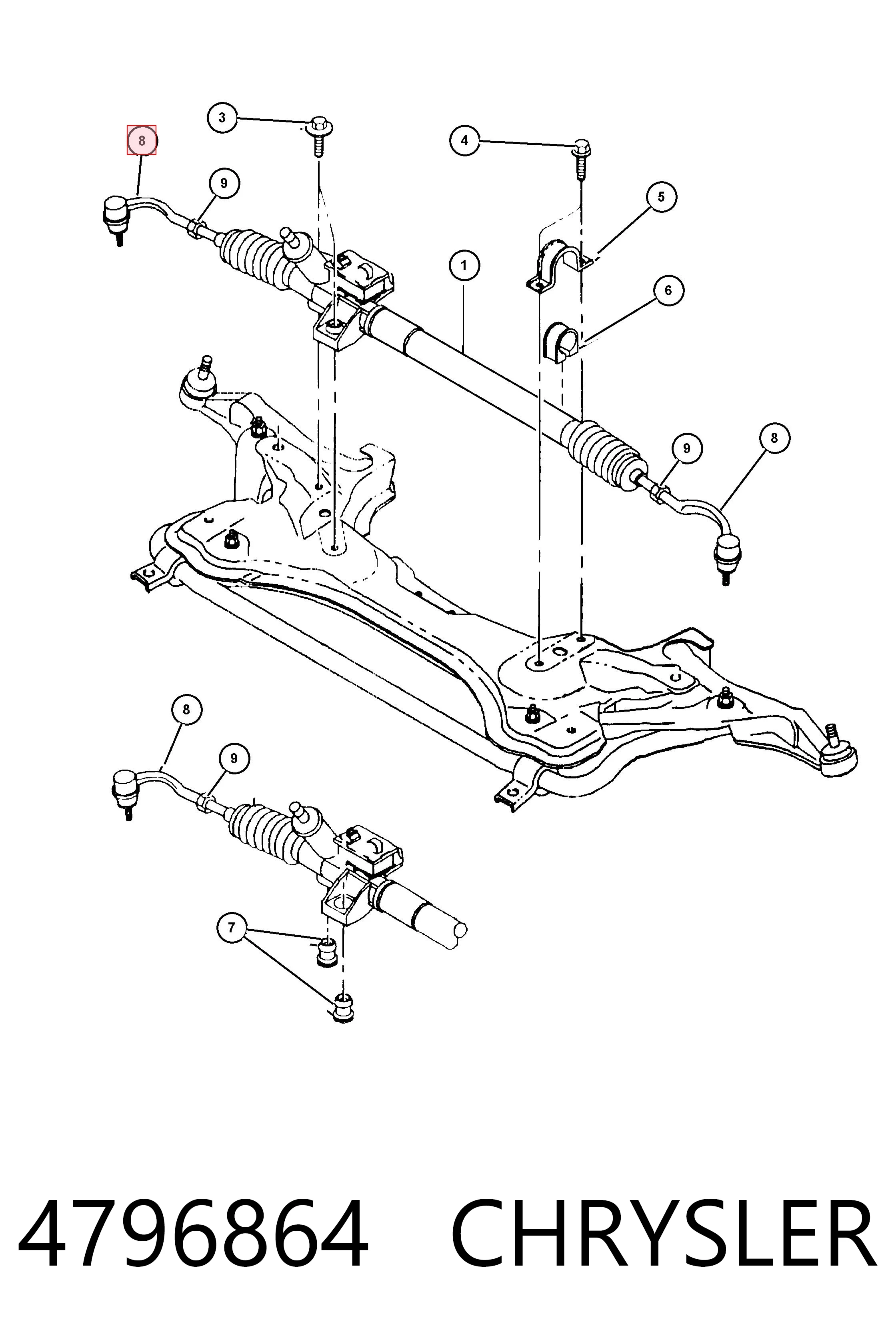 4796864 Chrysler Зовнішній наконечник рульової тяги