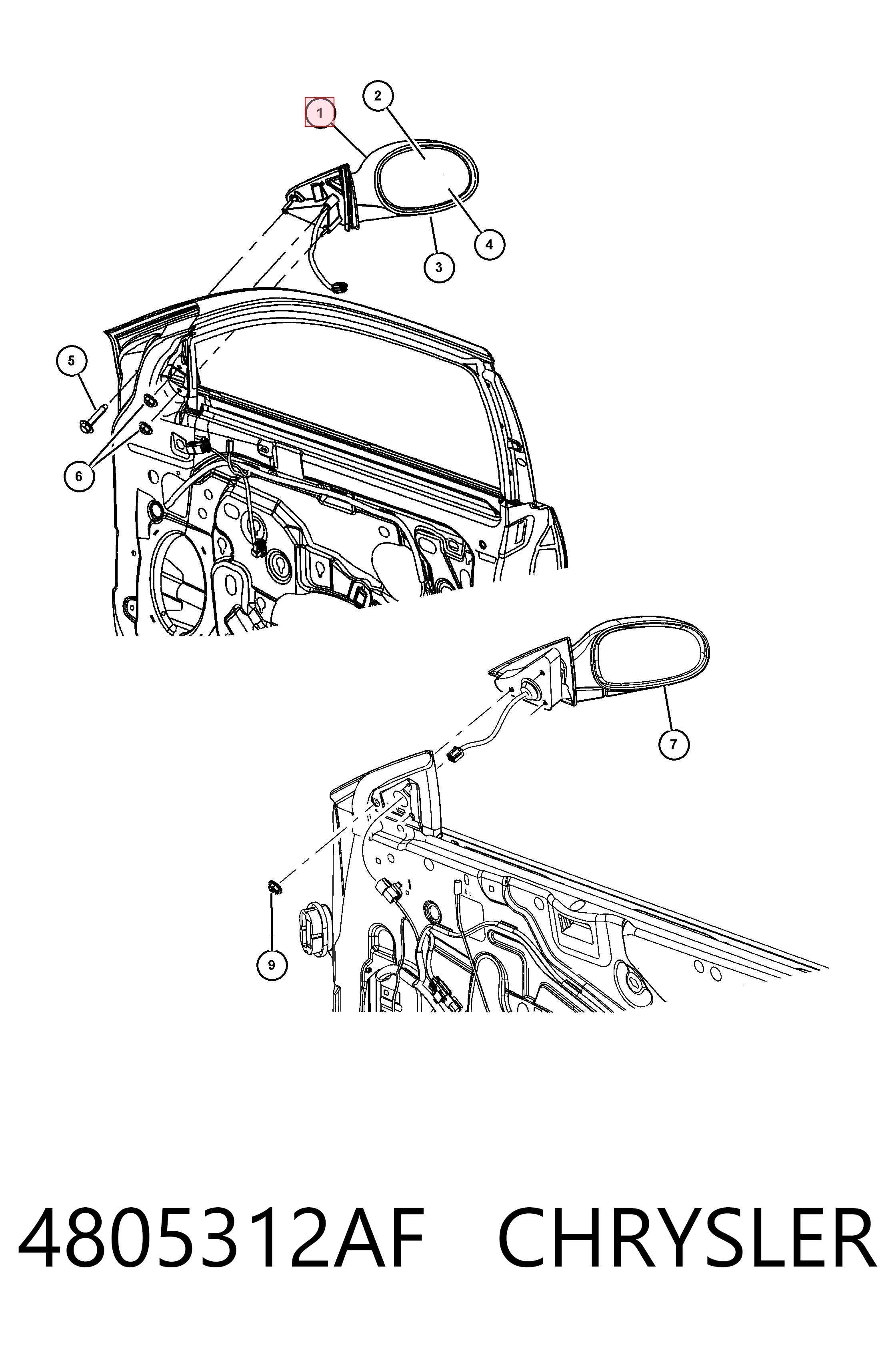 K04805312AF Fiat/Alfa/Lancia Праве дзеркало заднього виду