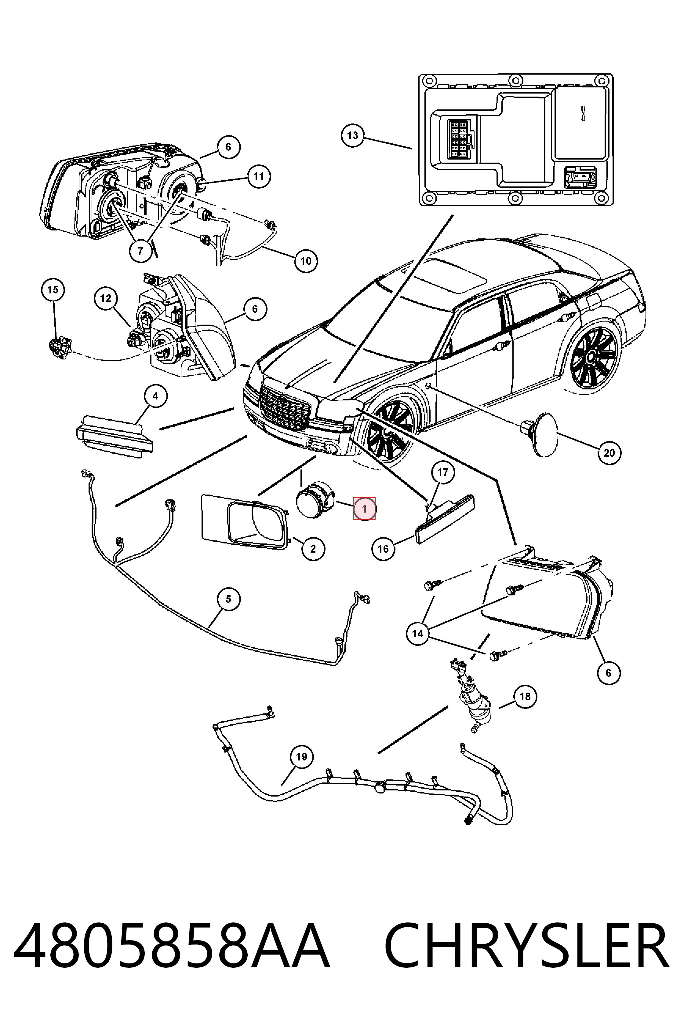 4805858AA Chrysler Протитуманки, ліваі, права