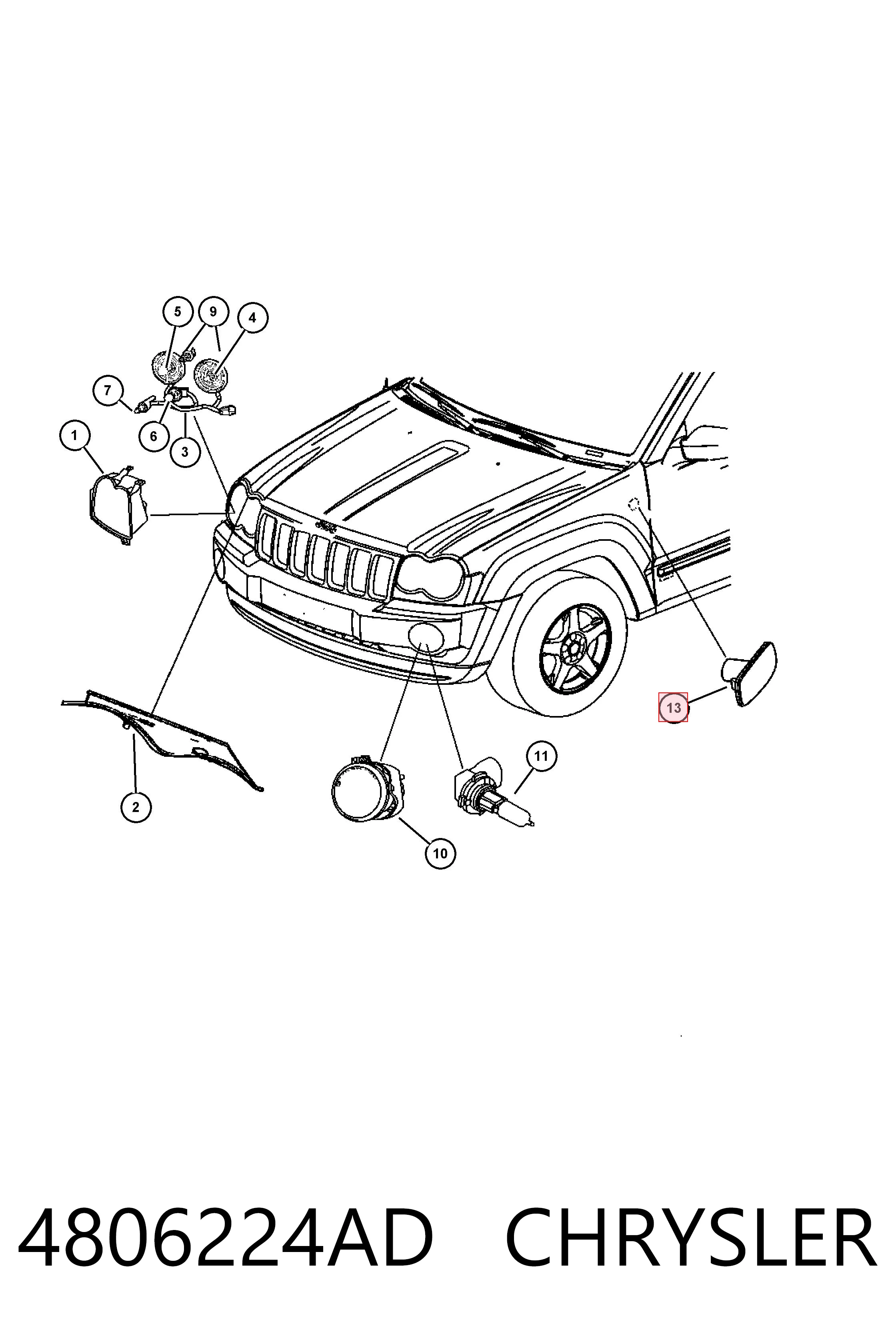 4806224AD Chrysler Повторювач повороту в крило