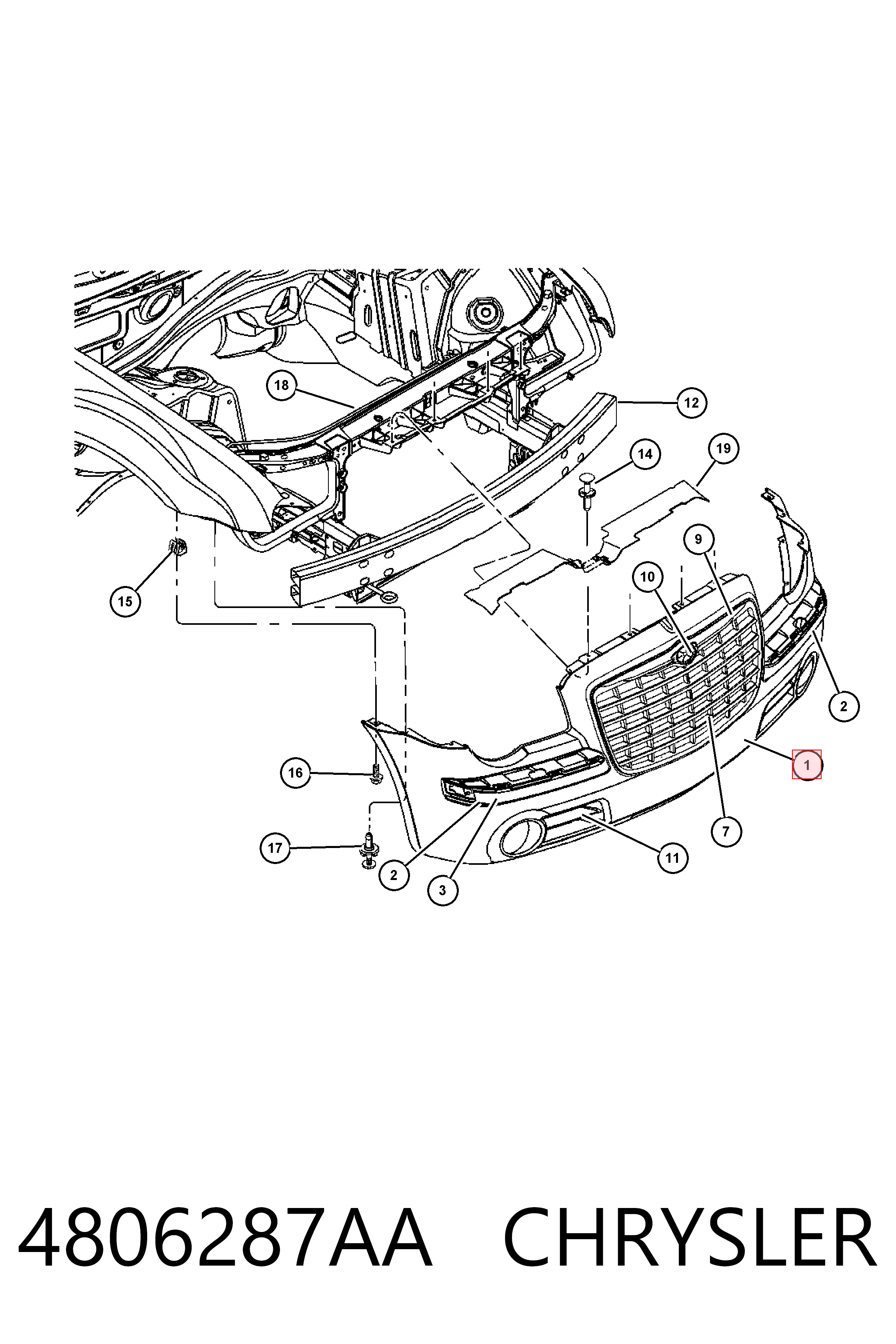 K04806287AD Fiat/Alfa/Lancia Бампер передній в зборі