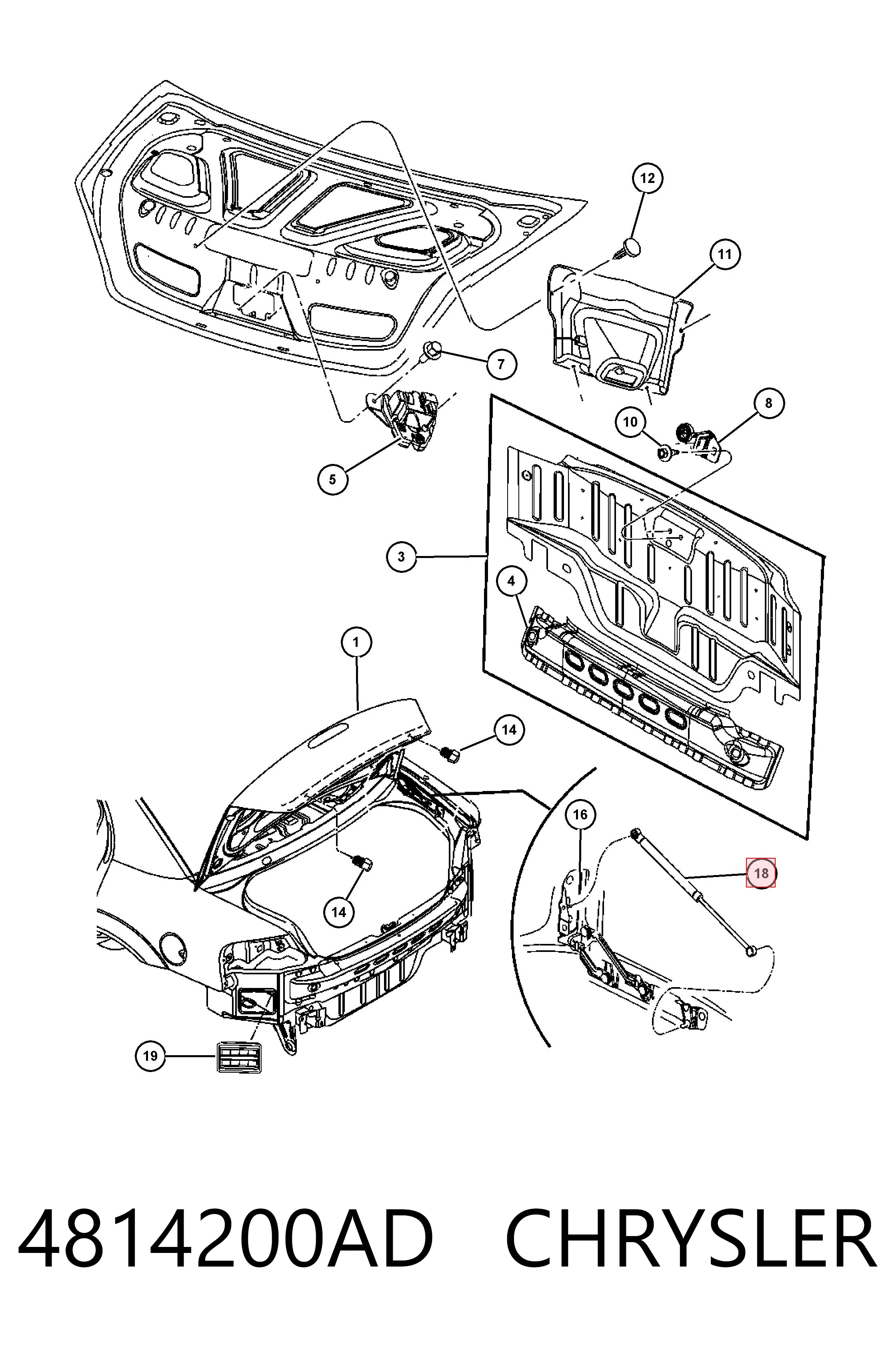 Купити K04814200AF Fiat/Alfa/Lancia Амортизатор двері багажника