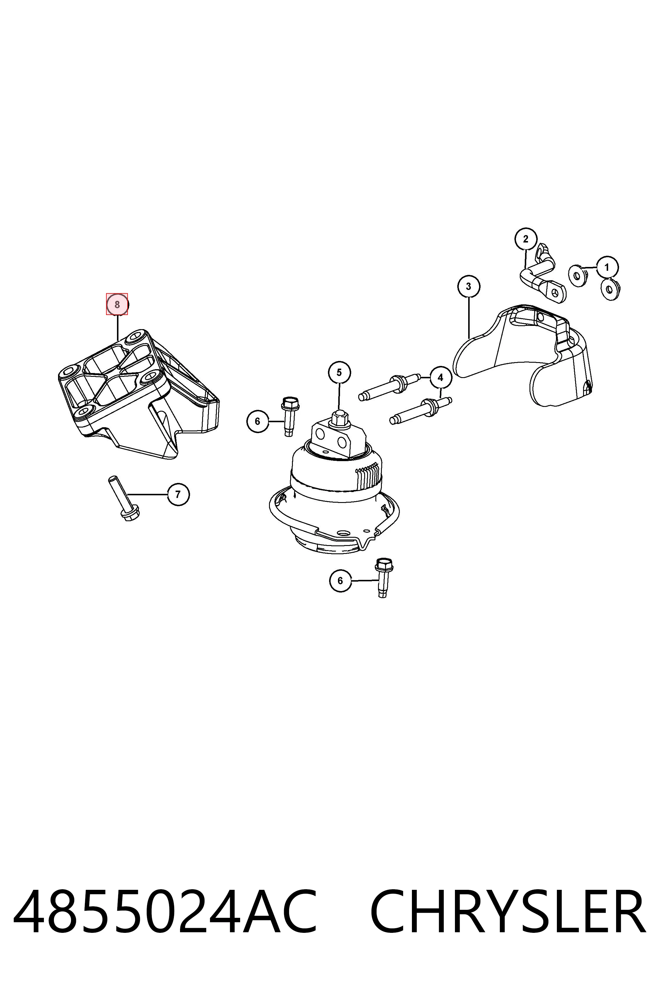 4855024AC Chrysler Кронштейн подушки (опори) двигуна, правої