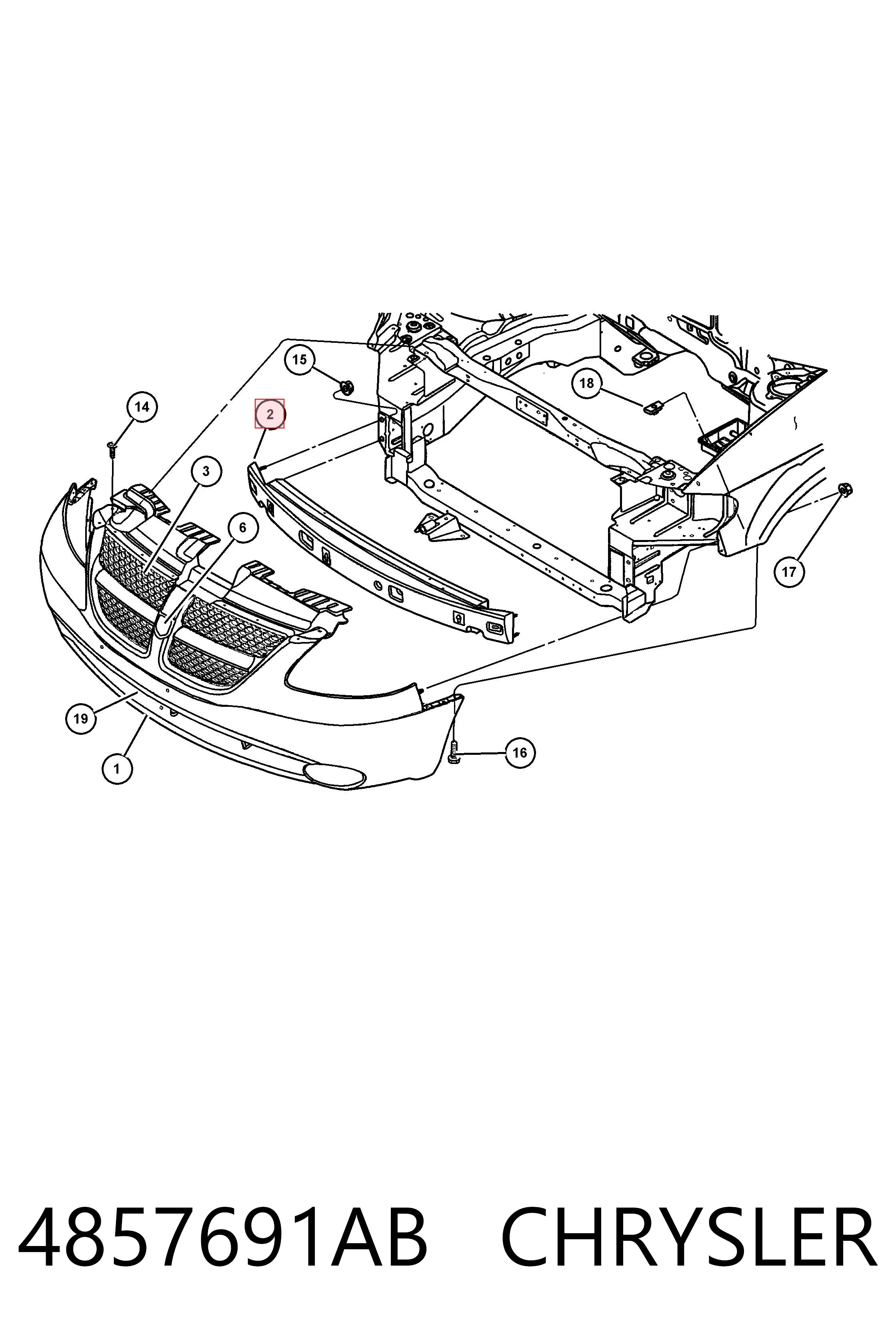 Балка бампера переднього на Chrysler Voyager III RG, RS