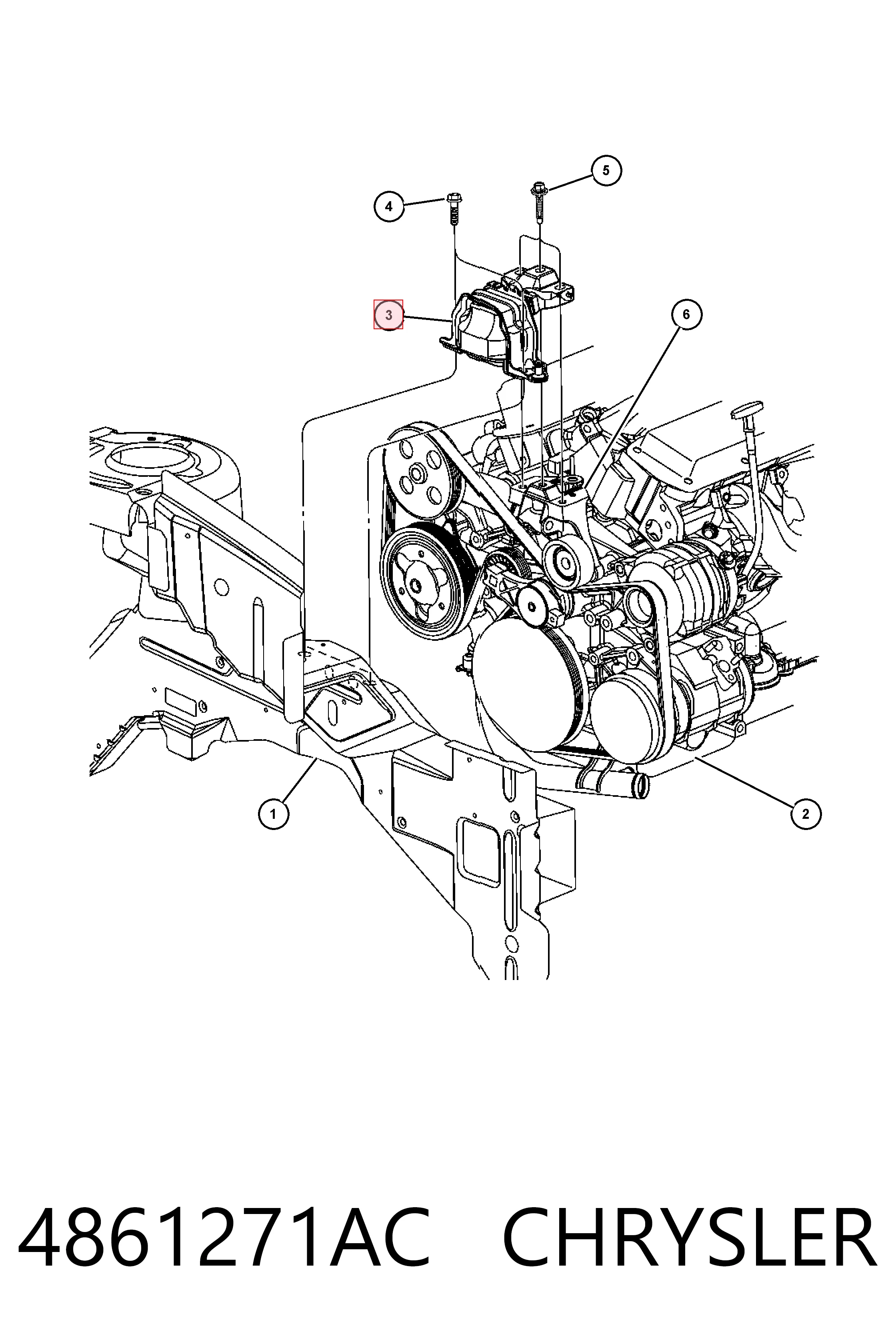 4861271AC Chrysler Права подушка мотора