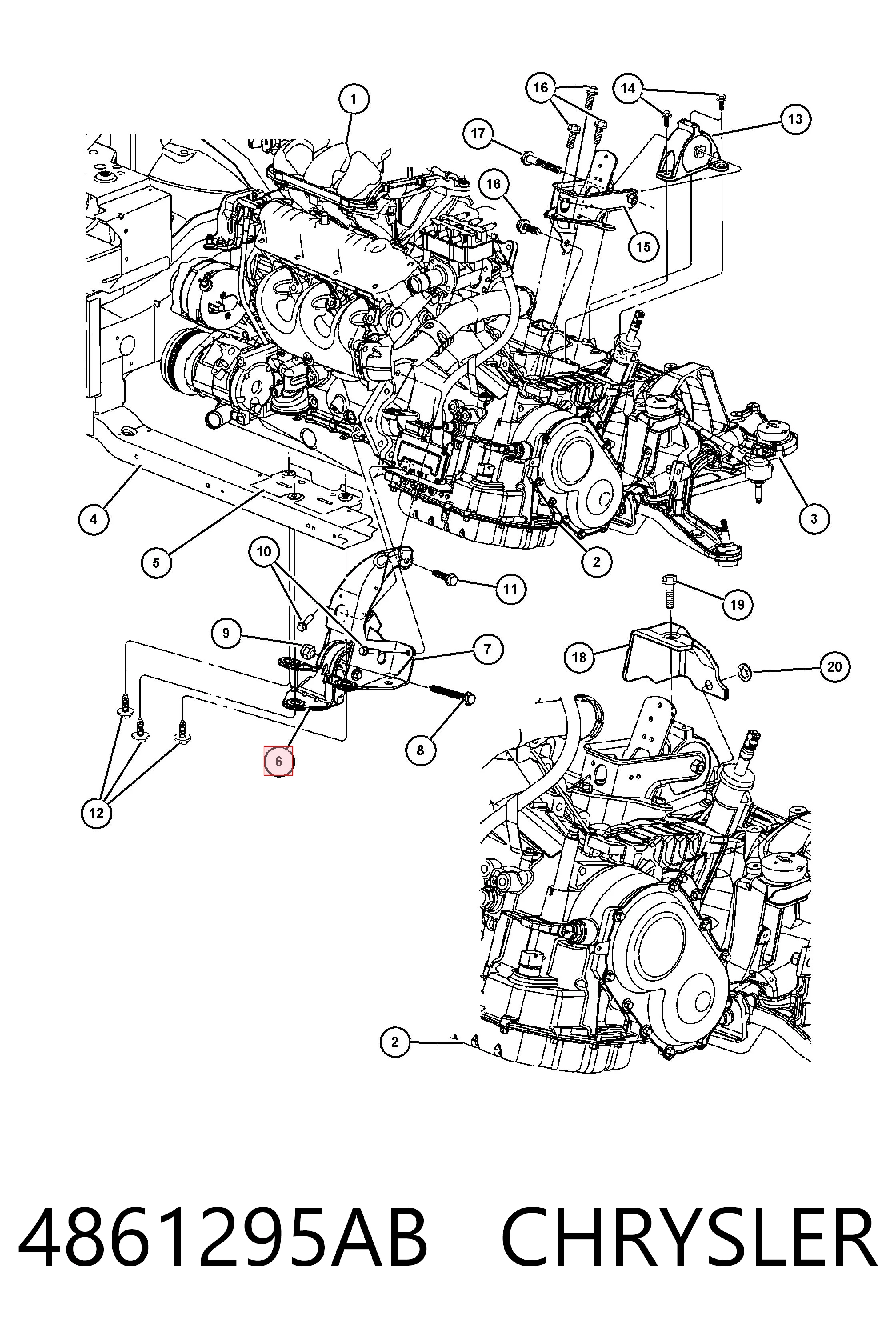 4861295AB Chrysler Подушка передньої опори двигуна