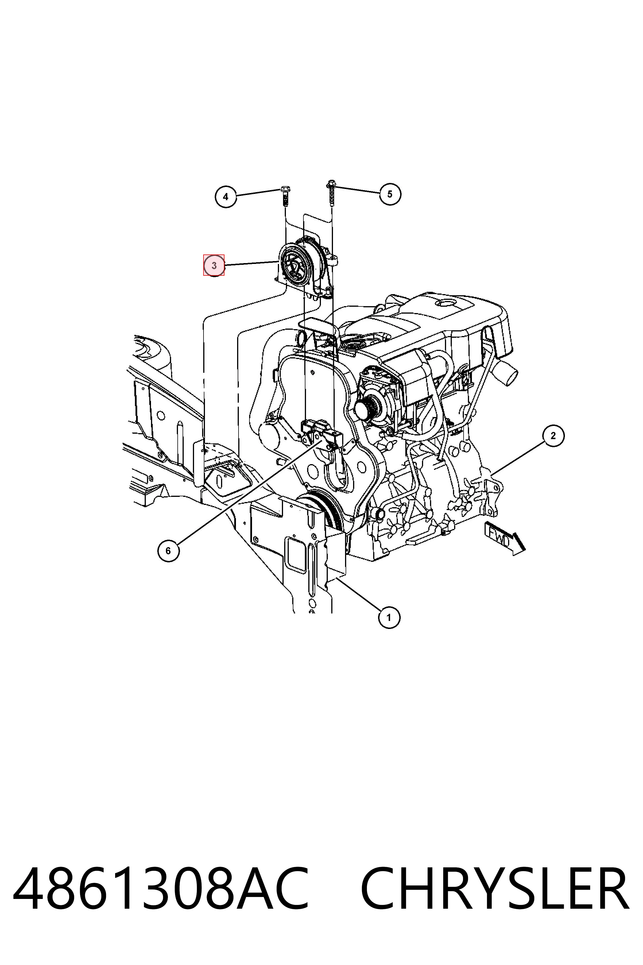 K04861308AC Fiat/Alfa/Lancia Права подушка мотора