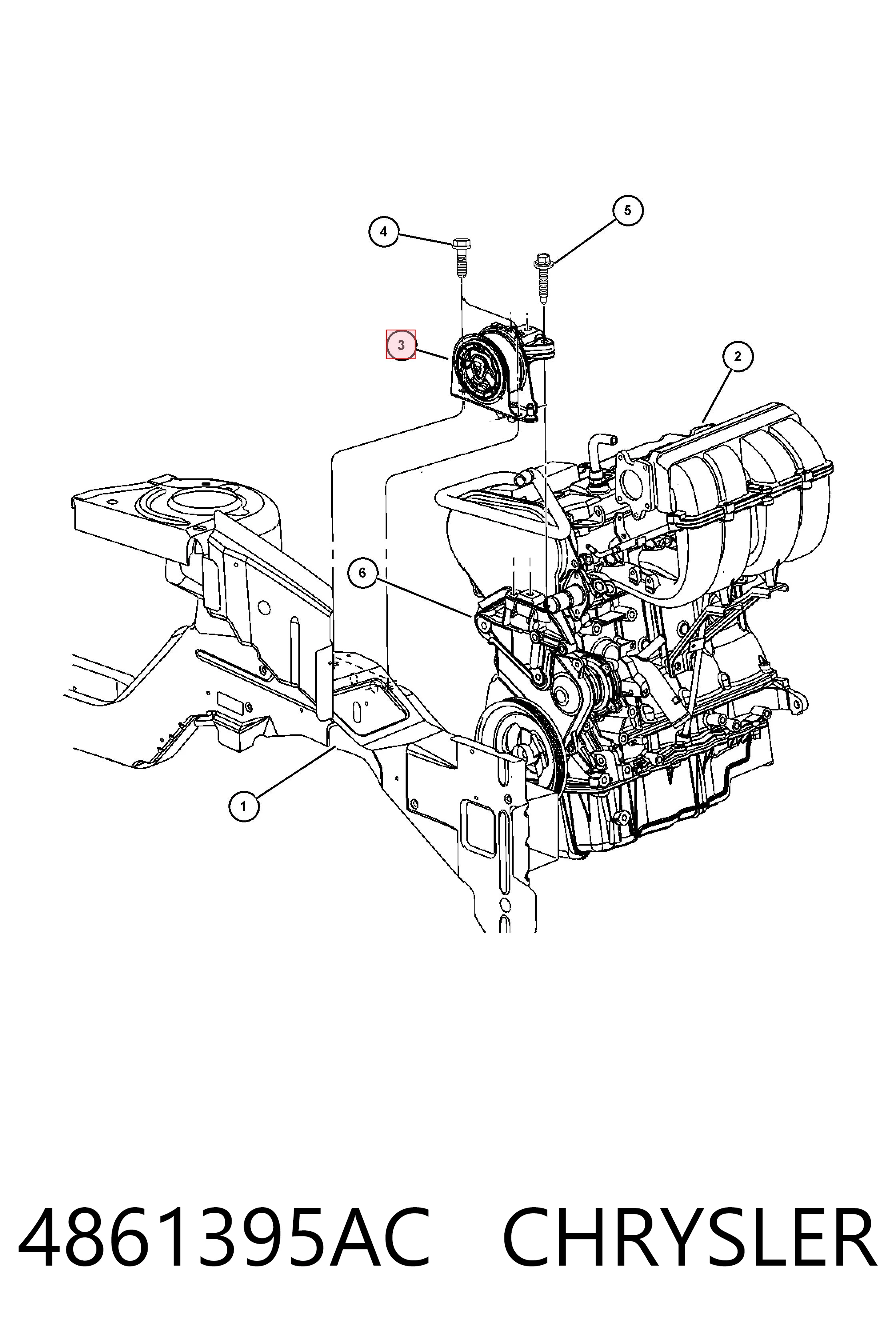 4861395AC Chrysler Права подушка мотора