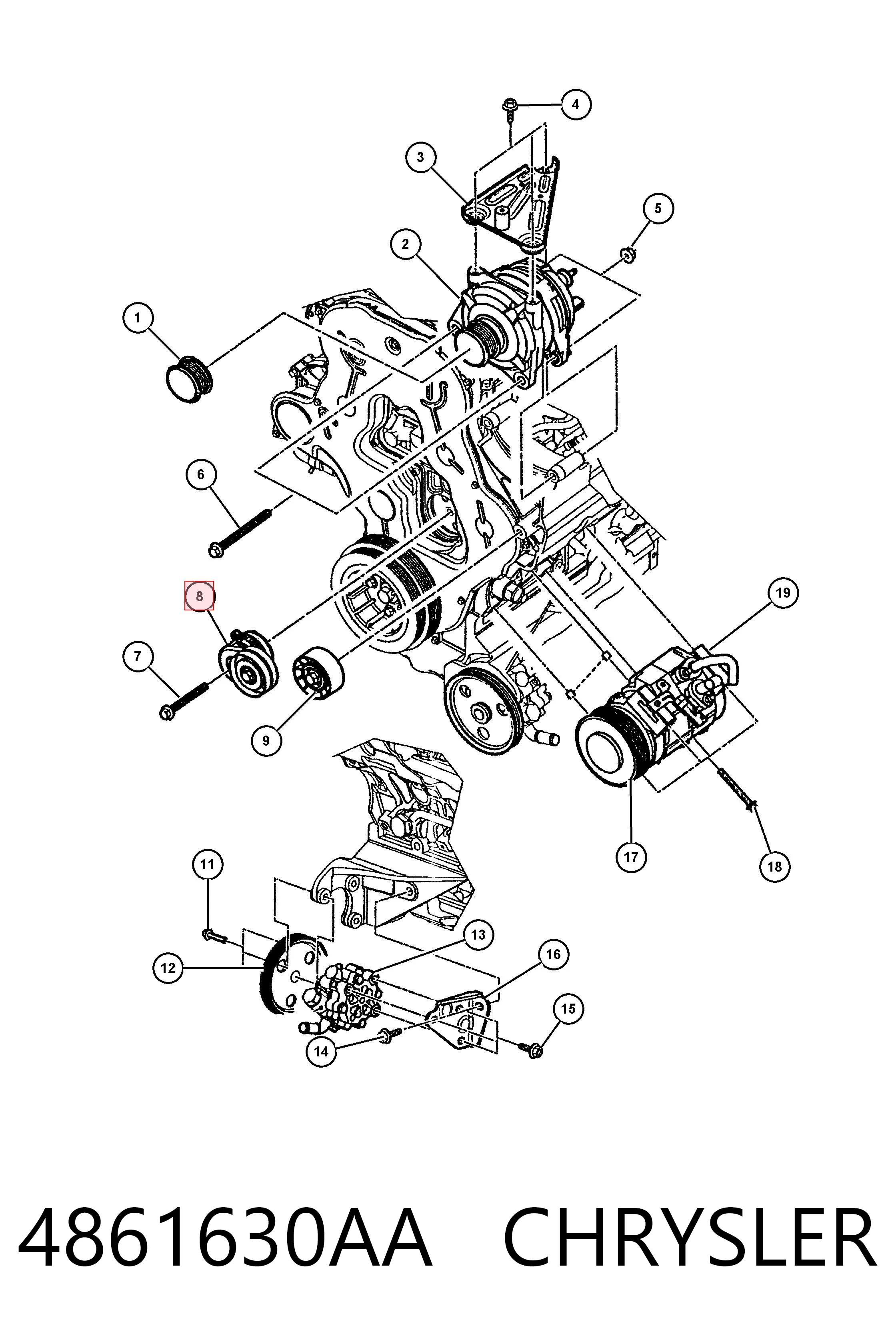 Натягувач приводного ременя Magneti Marelli MPQ1247 ціна, від 12.09 USD