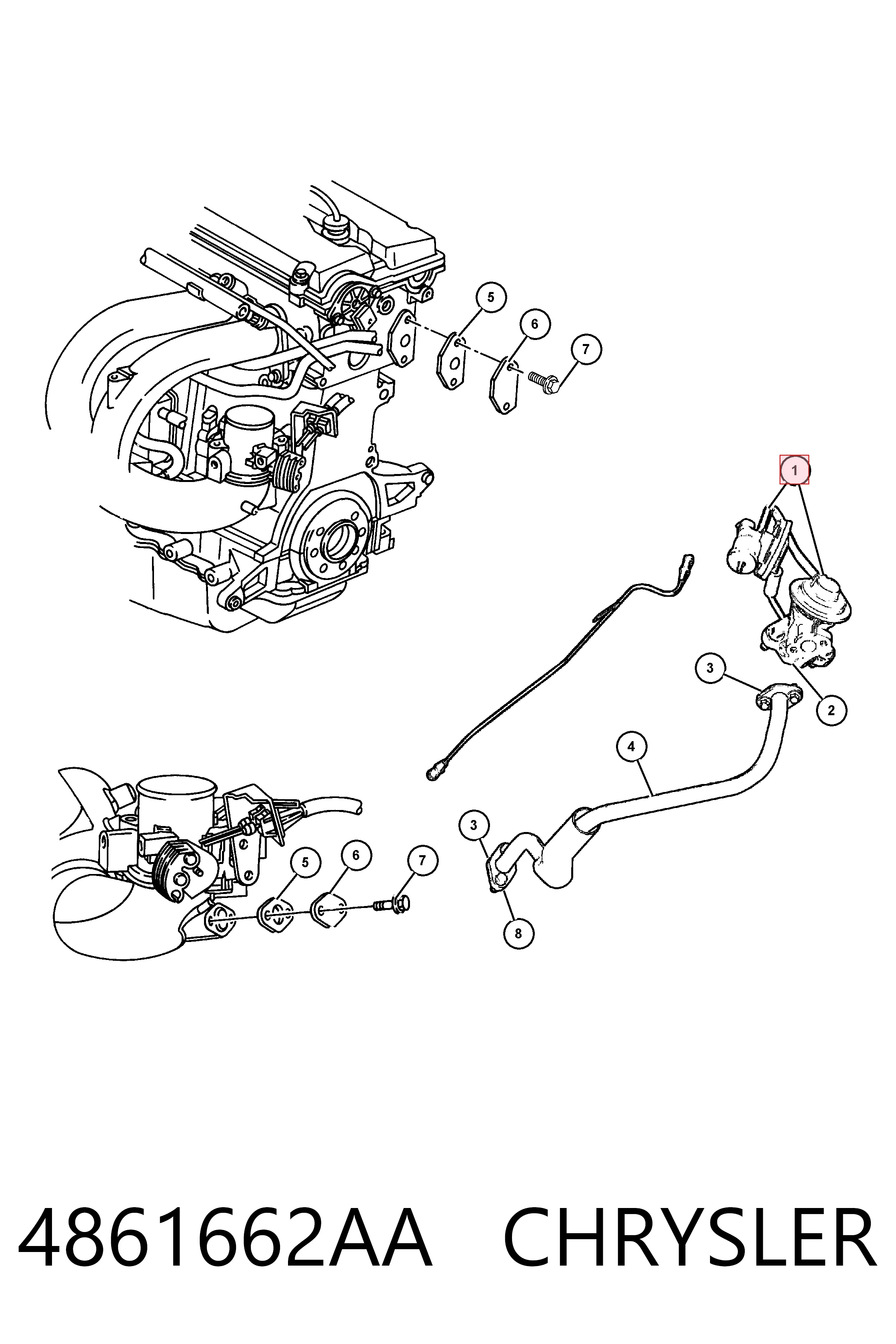 4861662AA Chrysler Клапан рециркуляції відпрацьованих газів EGR