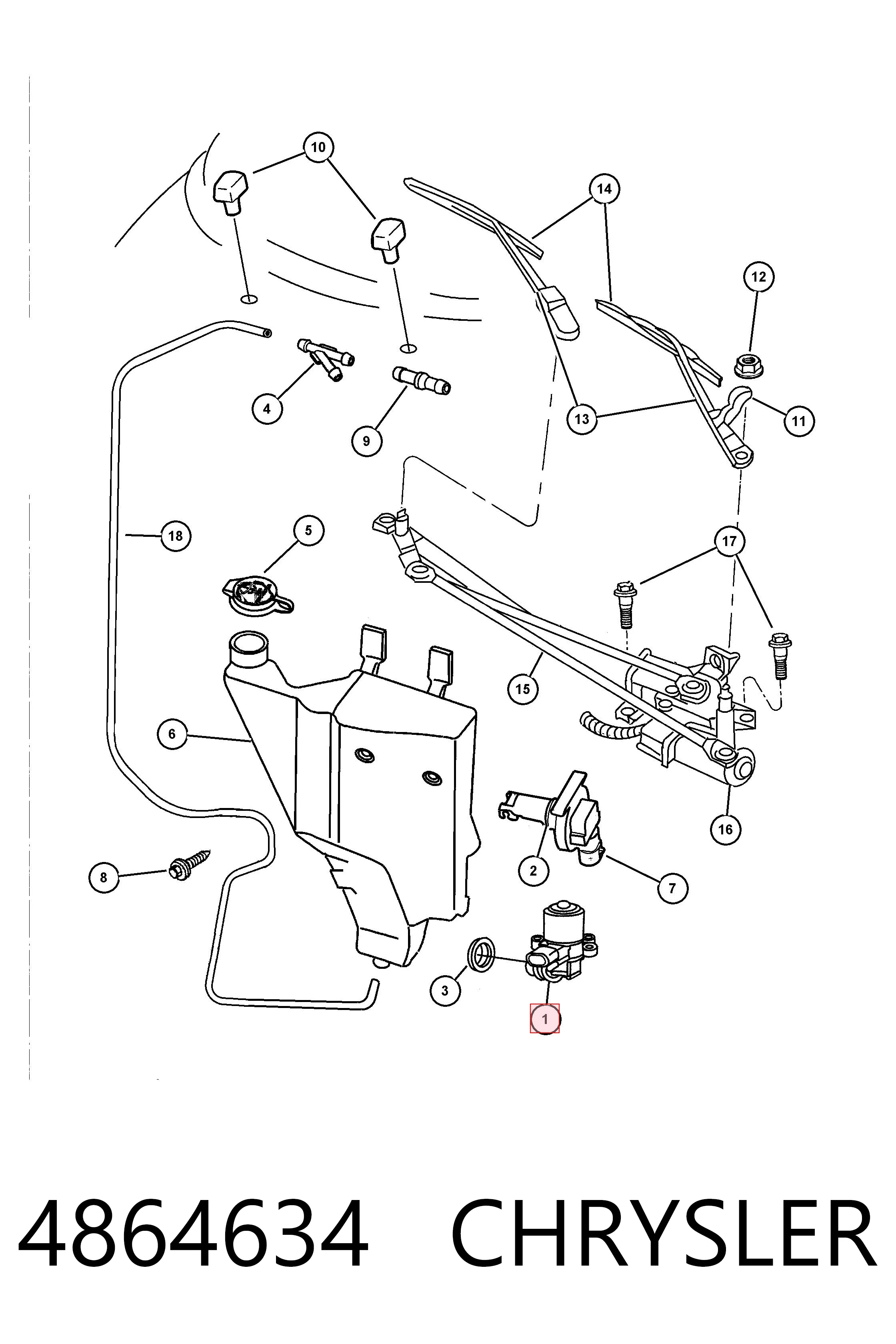 4864634 Chrysler Мотор омивача