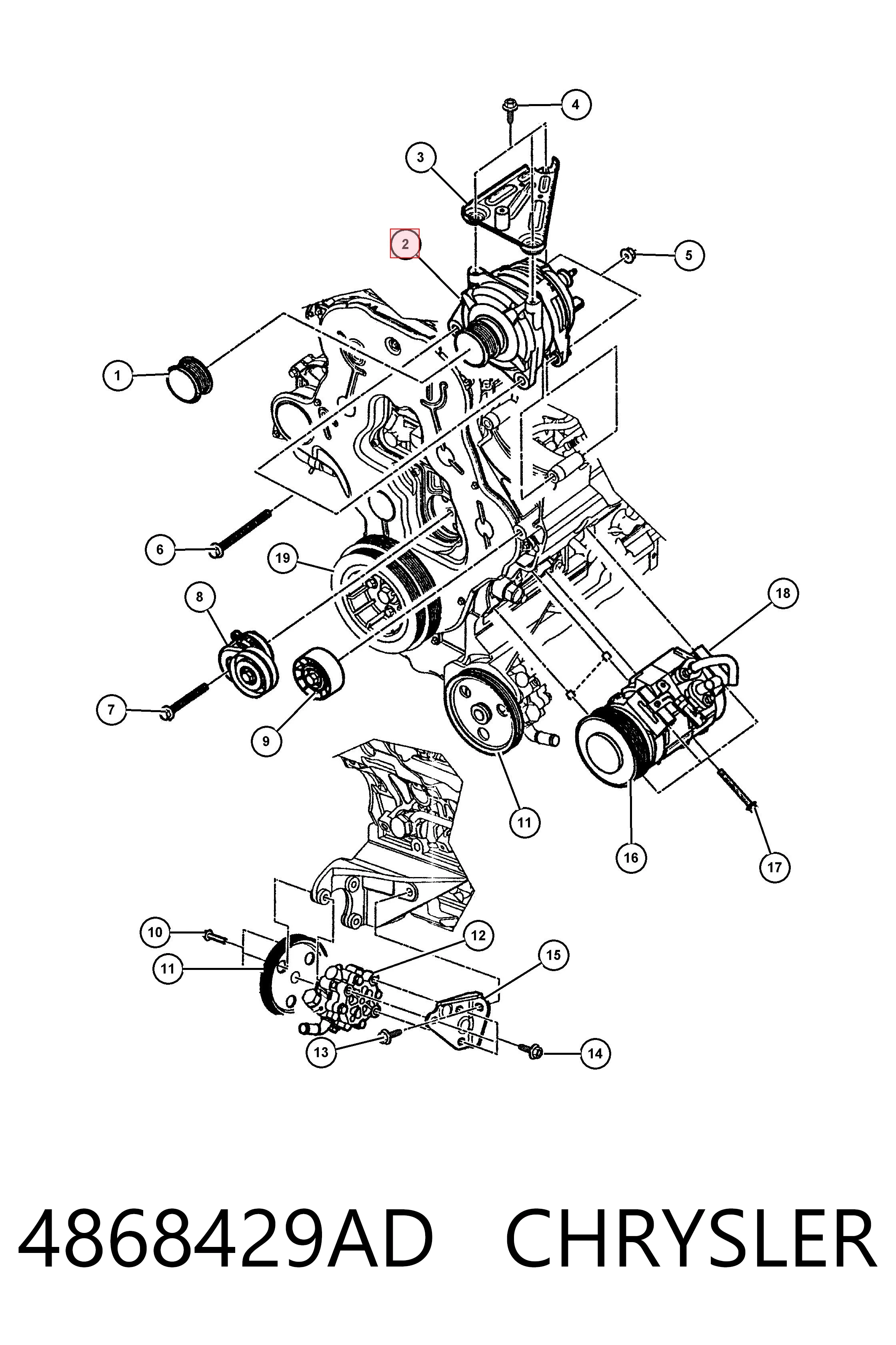 4868429AD Chrysler Авто генератор