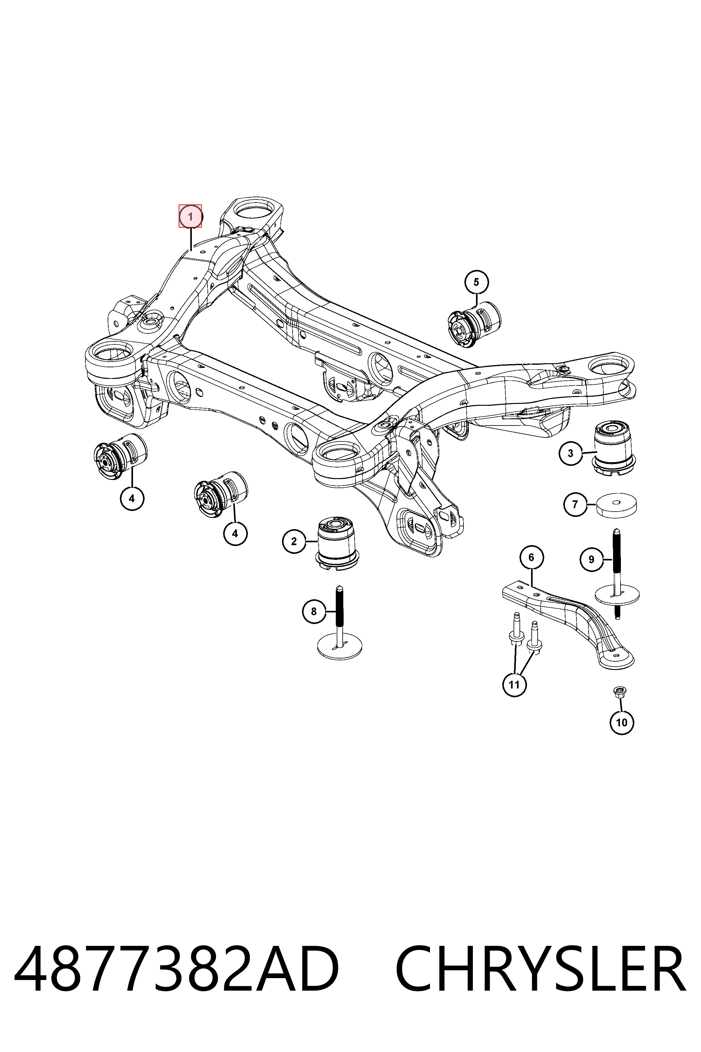 Балка задньої підвіски поперечна Jeep Cherokee позашляховик (KL) (2014 - 2023) ціна, від 53.78 USD