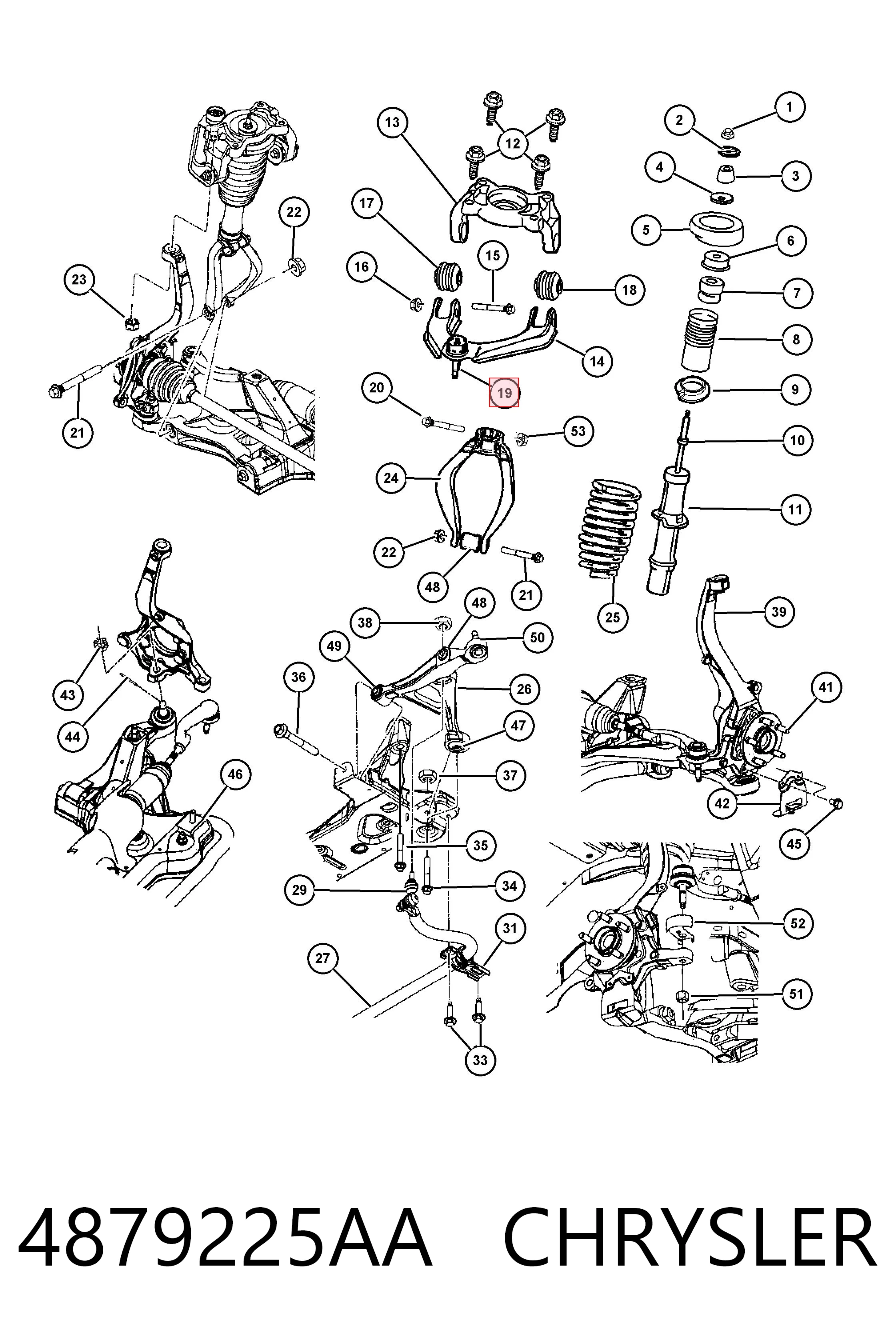 4879225AA Chrysler Кульова опора, верхня