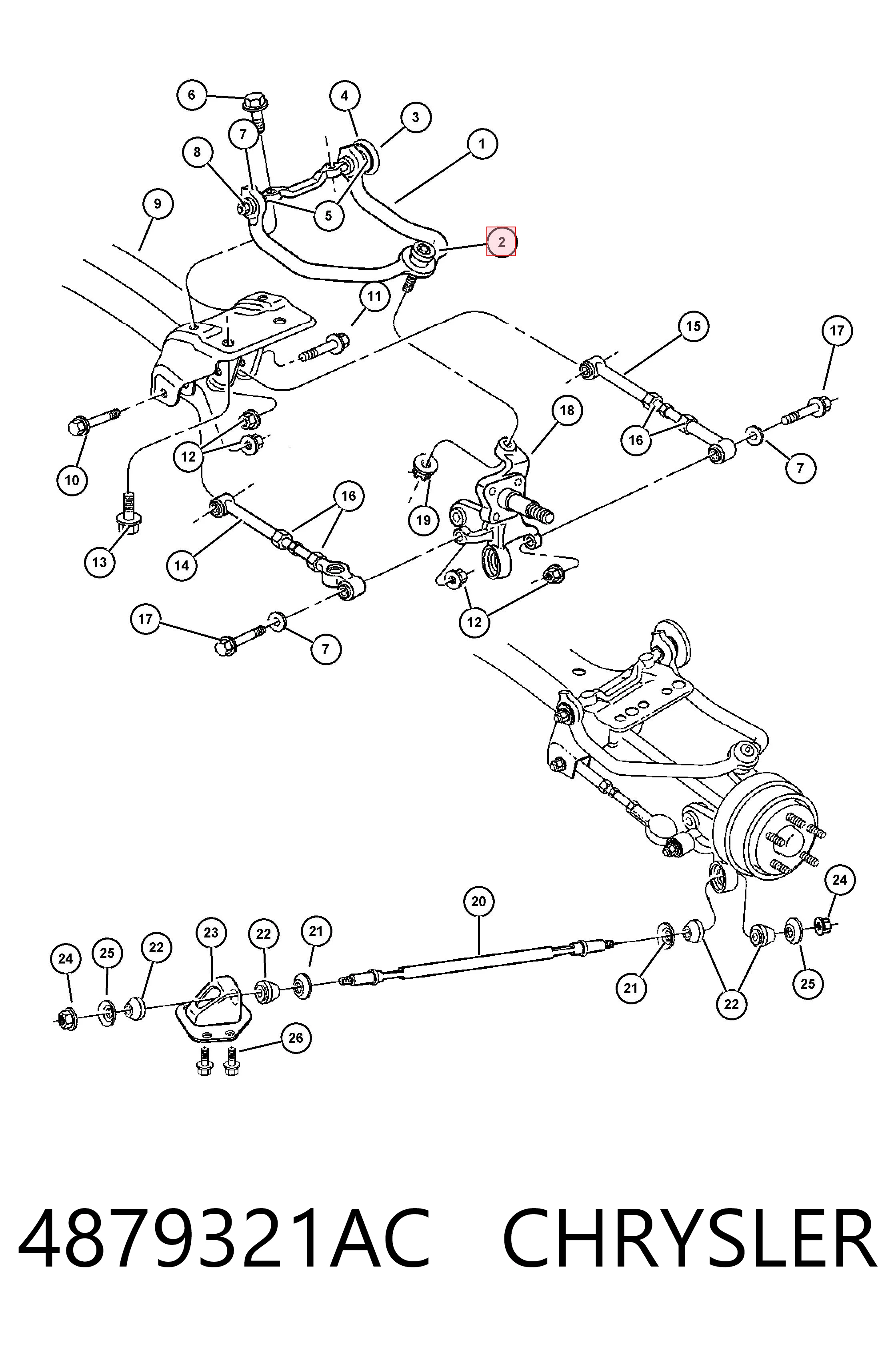 4879321AC Chrysler Кульова опора, верхня