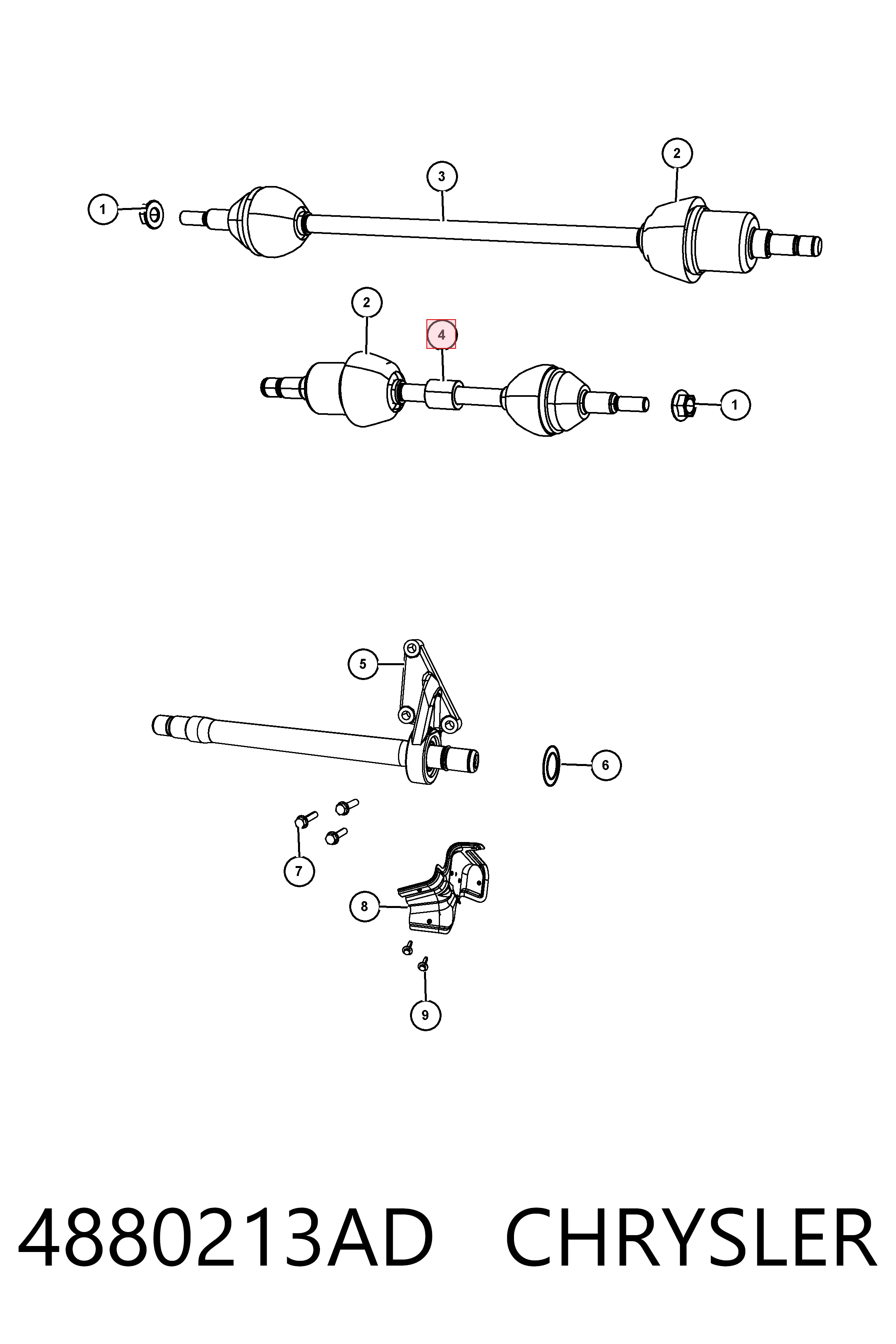 Купити K04880213AF Fiat/Alfa/Lancia Ліва піввісь