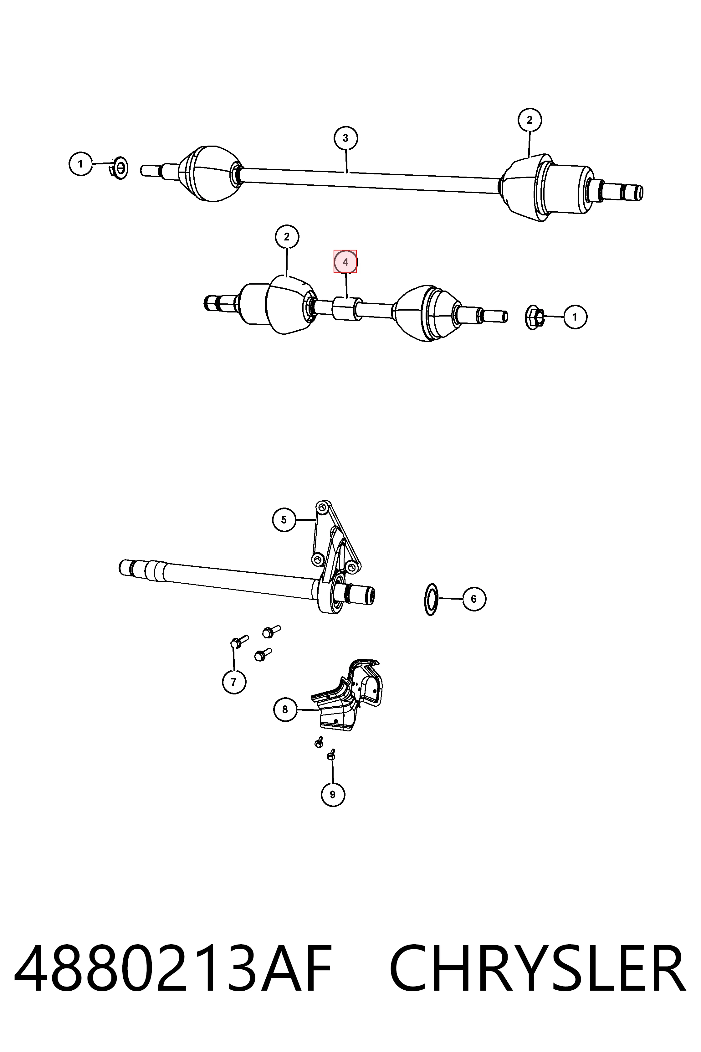 Ліва піввісь K04880213AF Fiat/Alfa/Lancia