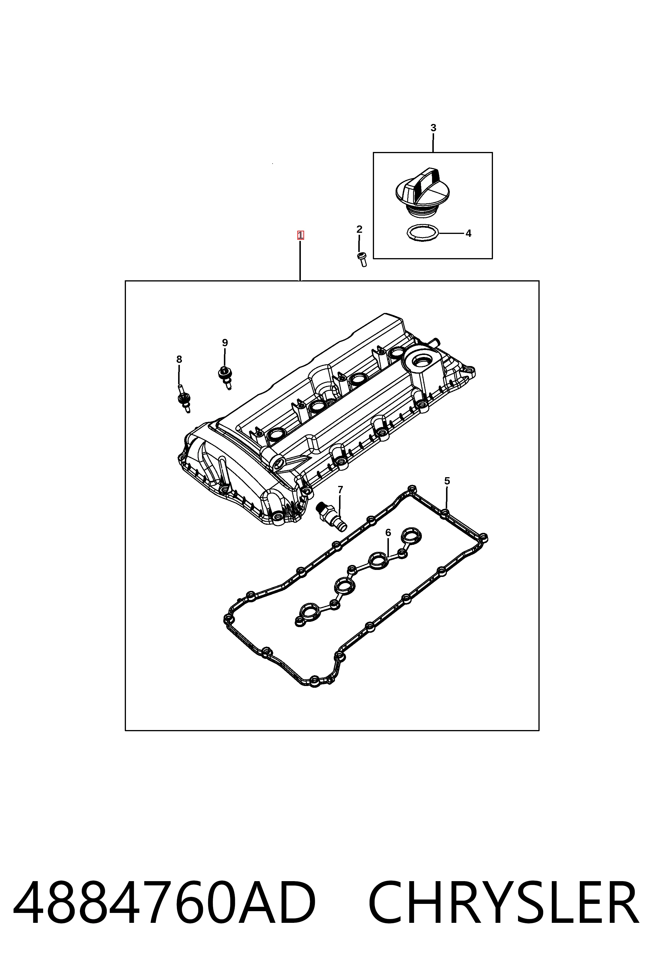 Купити K04884760AF Fiat/Alfa/Lancia Клапанна кришка