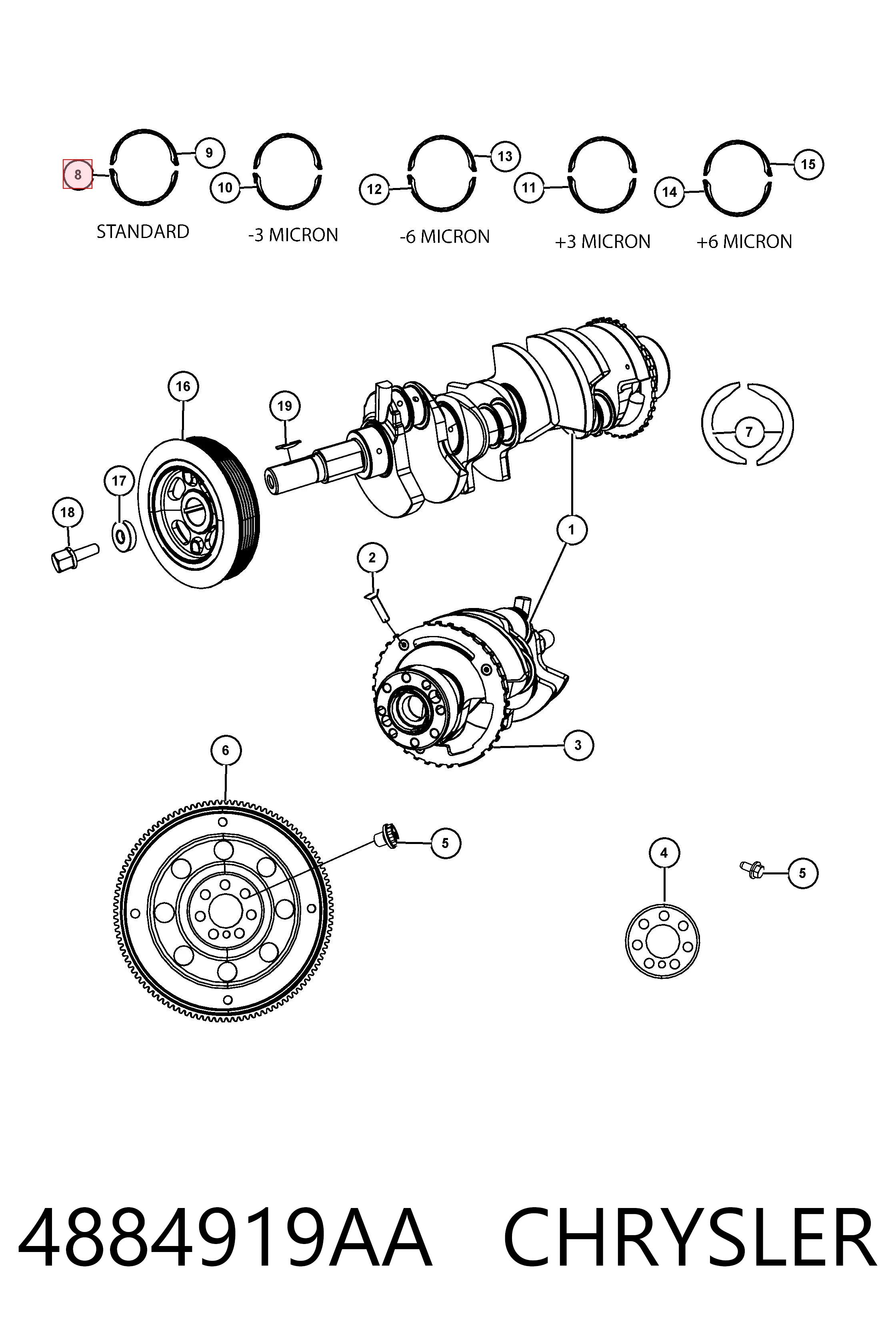 4884919AA Chrysler Підшипник ковзання клонували