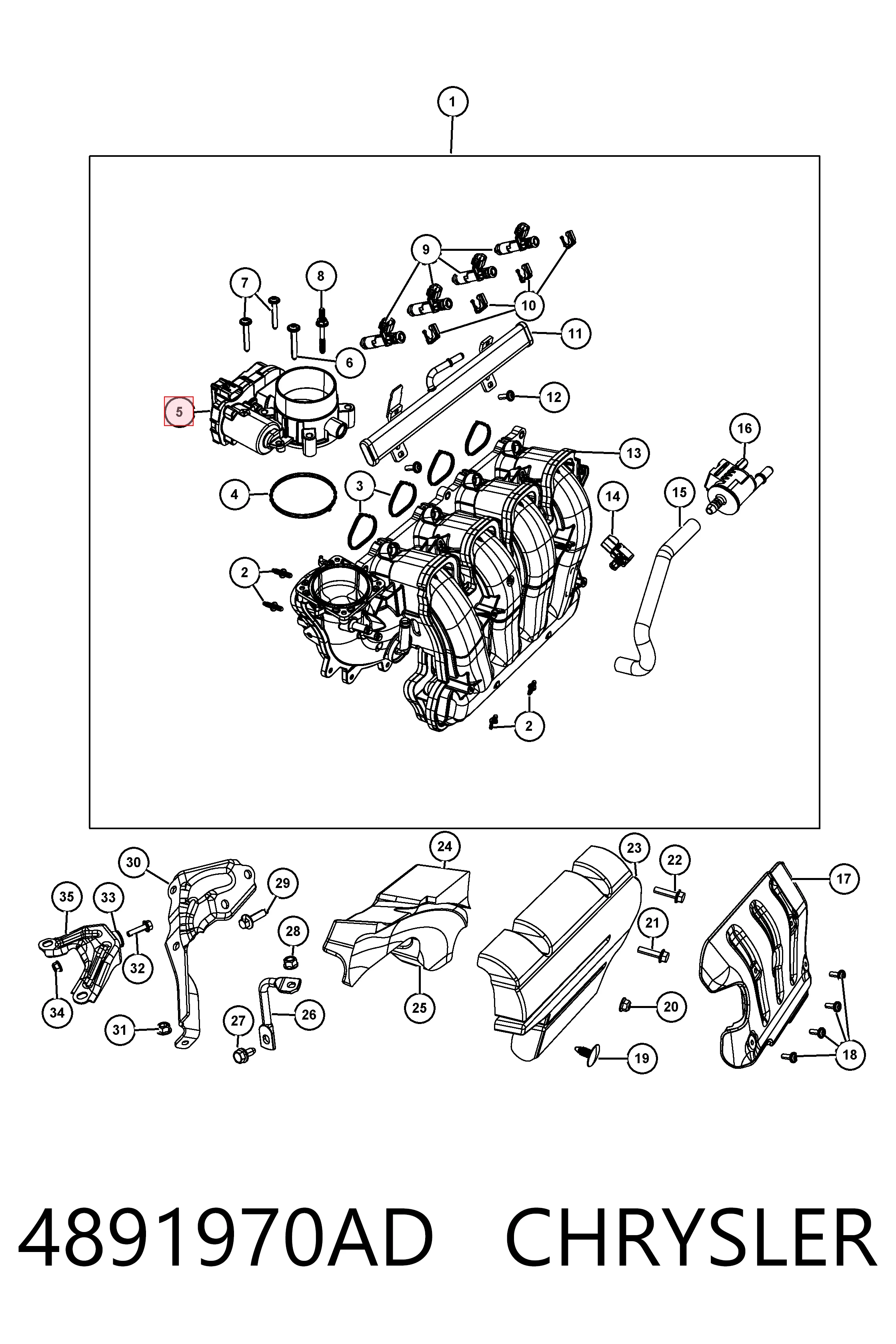4891970AD Chrysler Дросільна заслінка в зборі