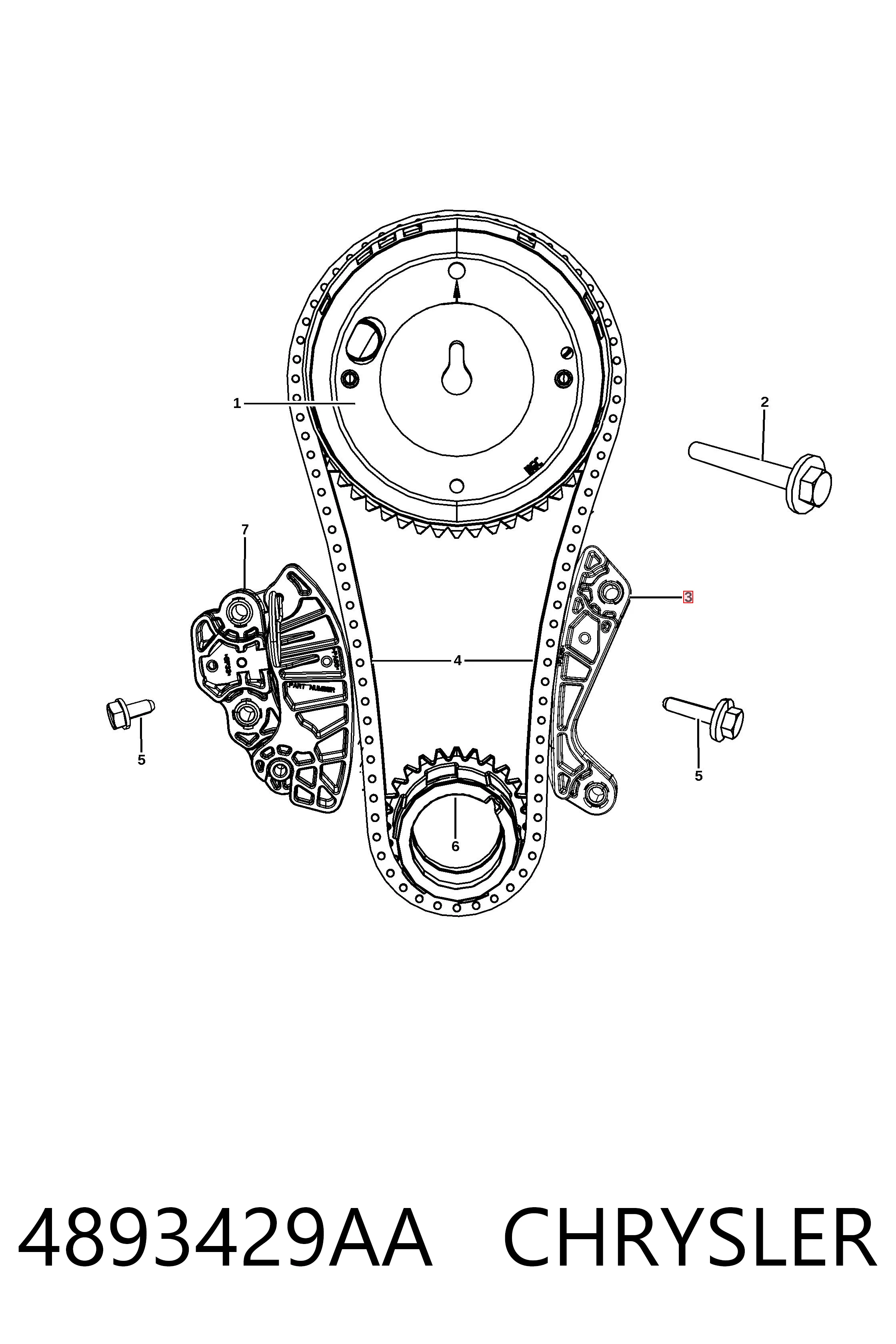 Купити K04893429AA Fiat/Alfa/Lancia Заспокоювач ланцюга ГРМ