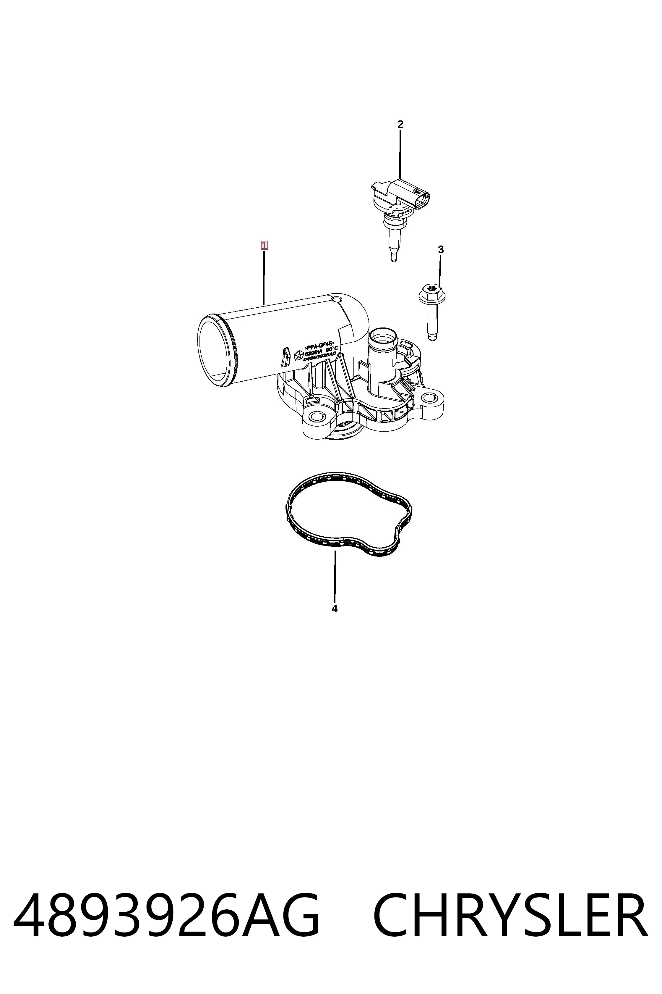 Кожух термостата Fiat/Alfa/Lancia K04893926AH ціна, від 57.59 USD