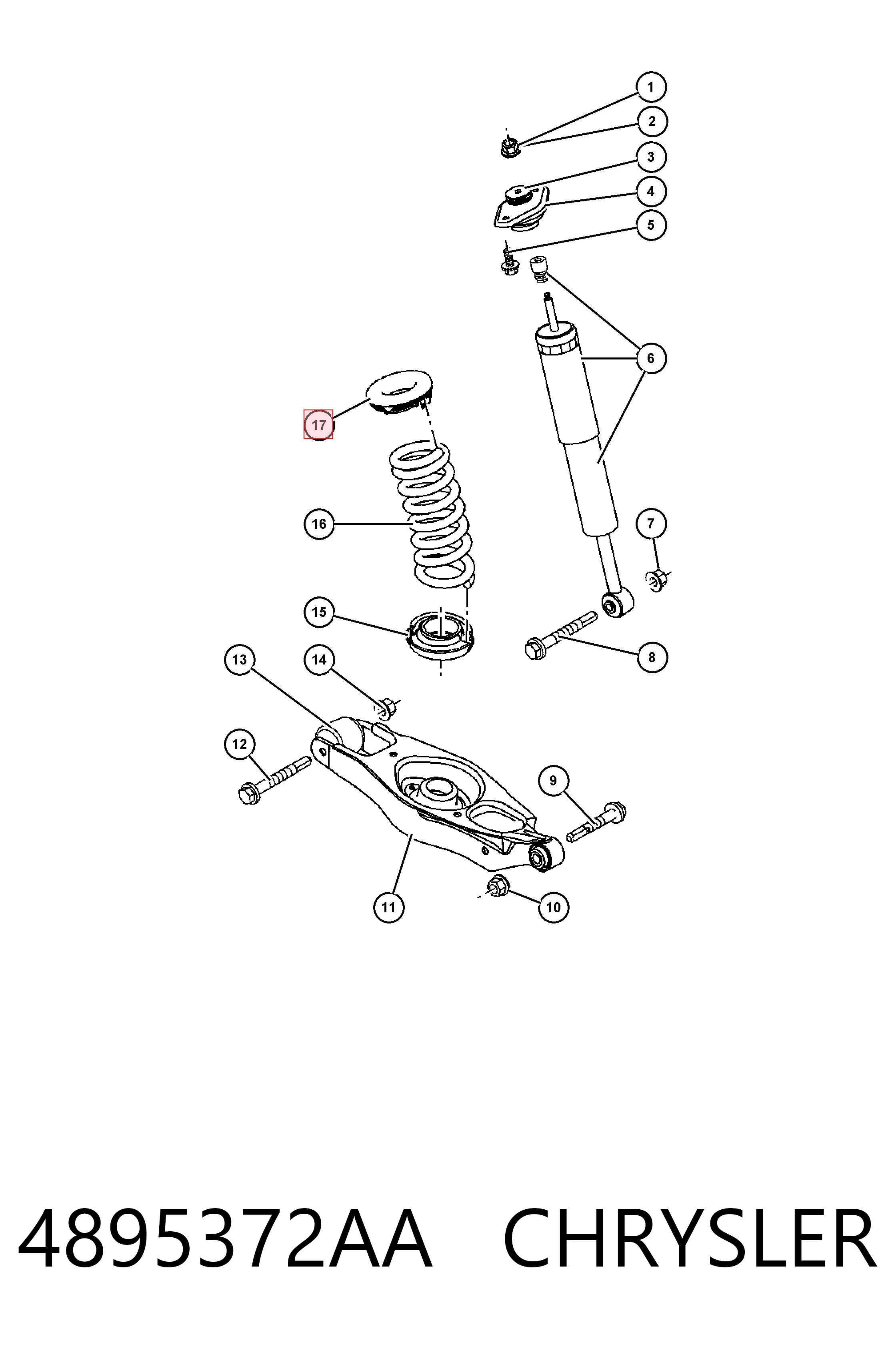 4895372AA Chrysler Проставка (гумове кільце) пружини задньої, верхня