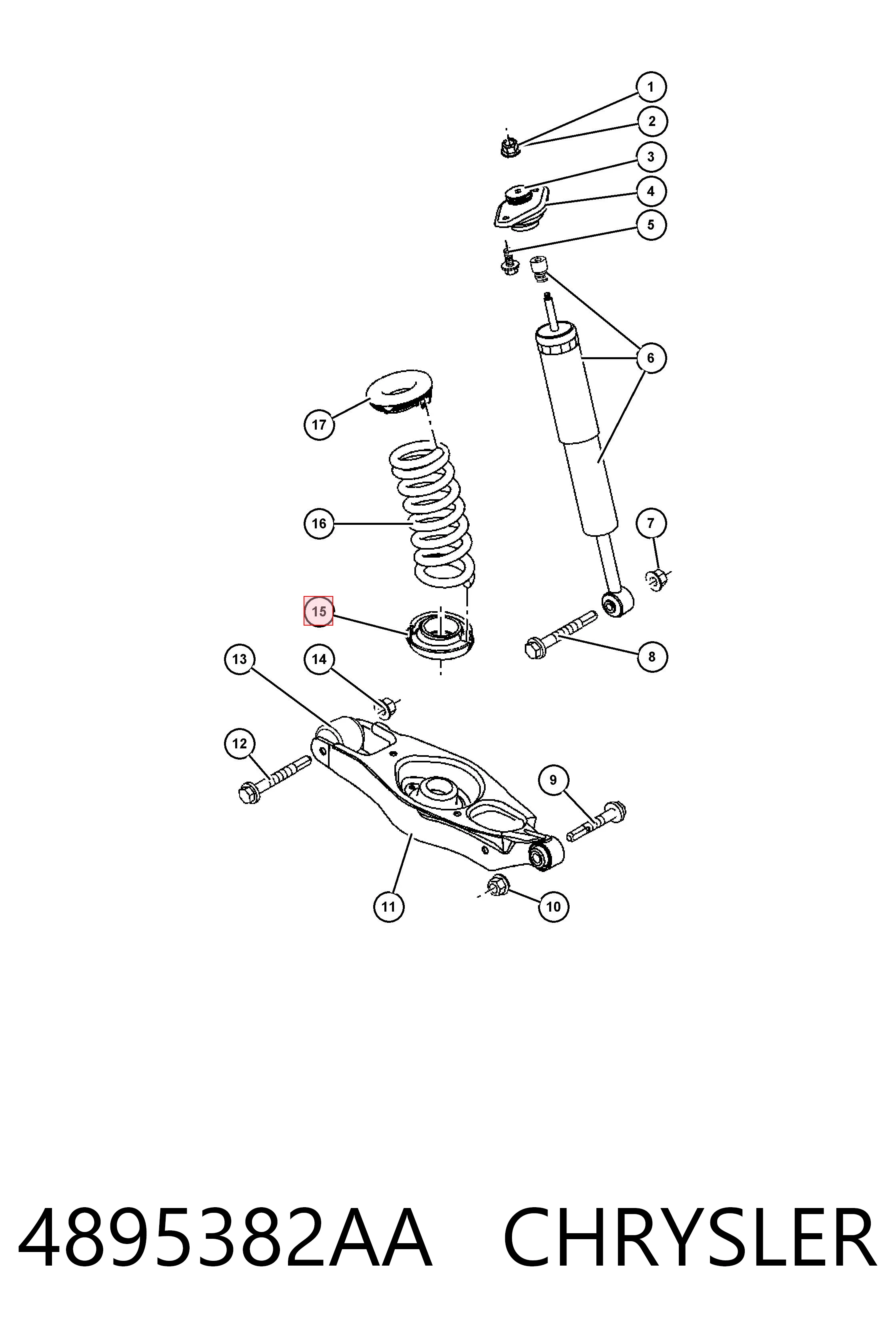 4895382AA Chrysler Проставка (гумове кільце) пружини задньої, нижня