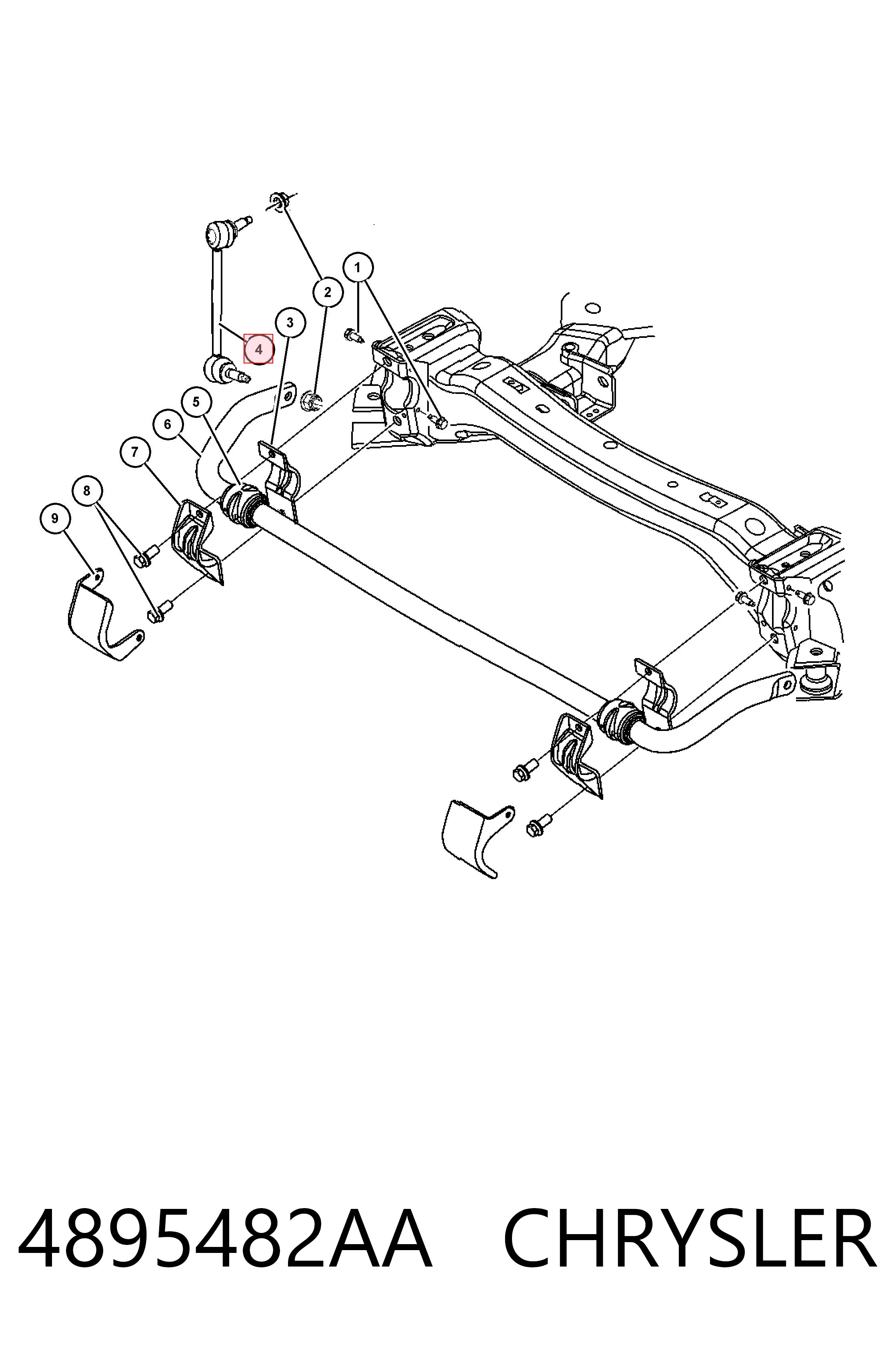 4895482AA Chrysler Стійка стабілізатора, переднього, права