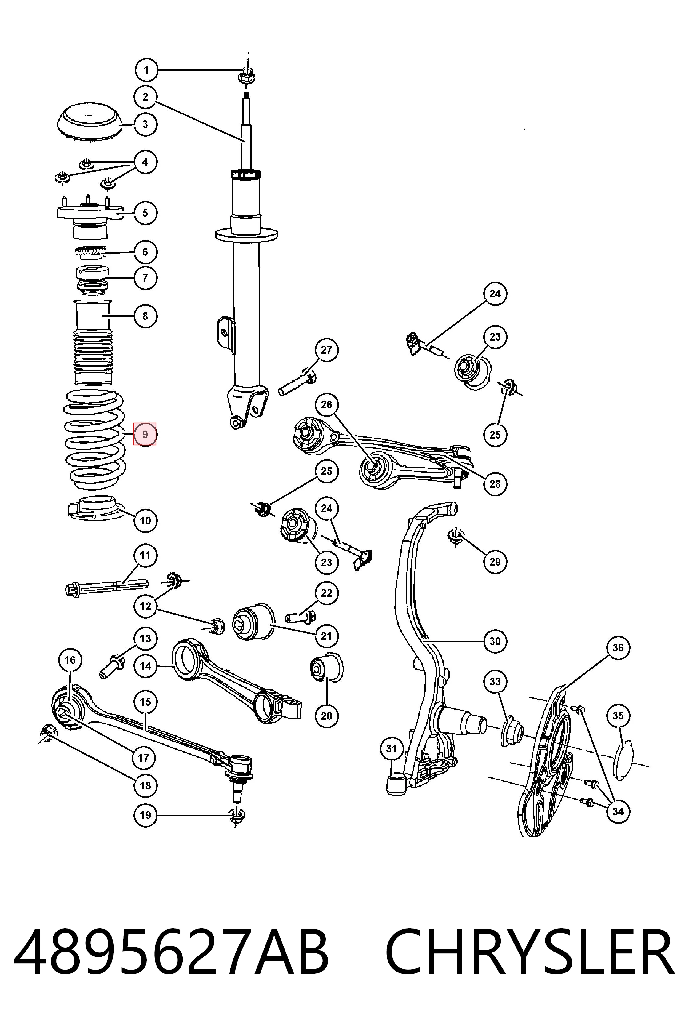 Пружина передня Fiat/Alfa/Lancia K04895627AB ціна, від 160.47 USD