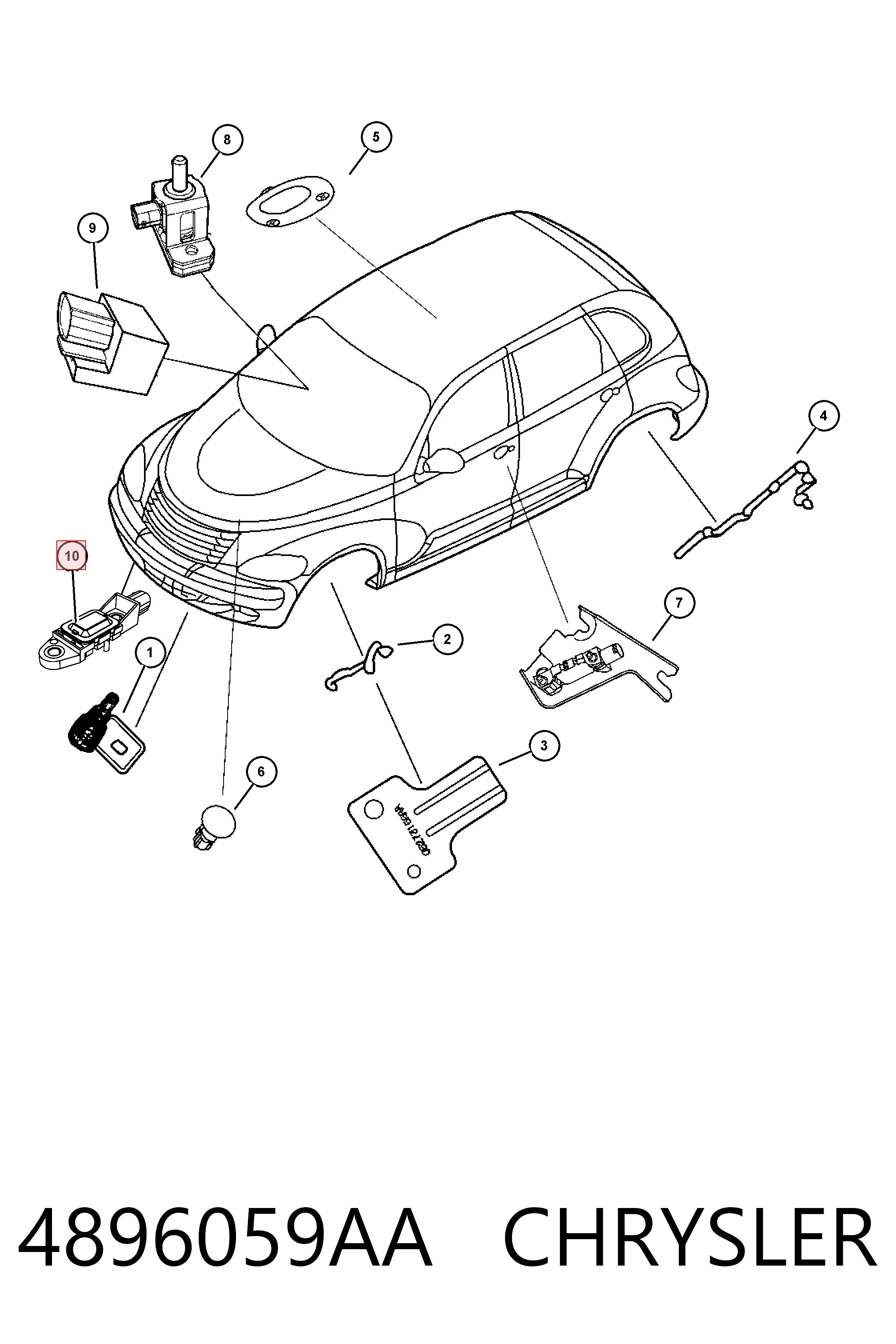 Датчик подушки безпеки Fiat/Alfa/Lancia K04896059AB