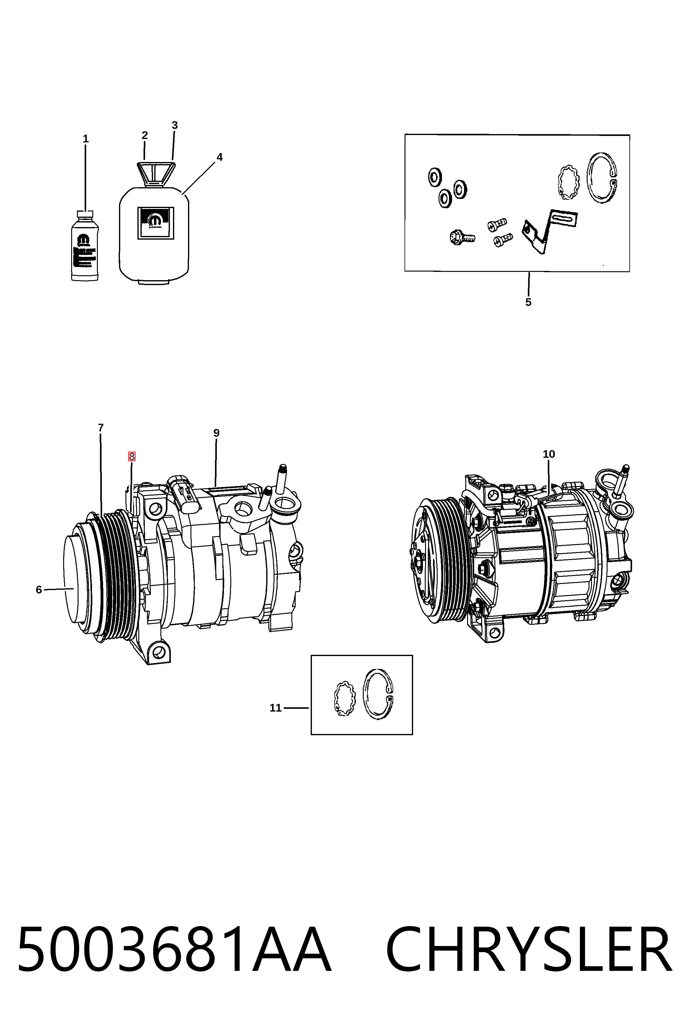 Муфта компресора кондиціонера Fiat/Alfa/Lancia K05003681AA ціна, від 321.33 USD