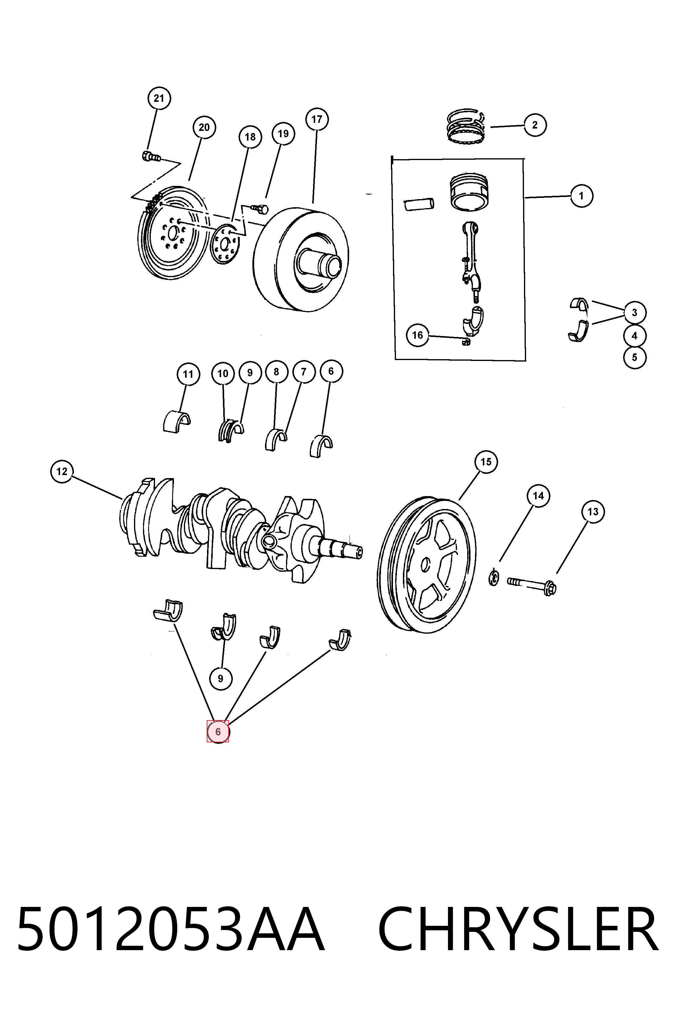 Вкладиші коленвала, корінні, комплект, стандарт (STD) Fiat/Alfa/Lancia K04798509 ціна, від 33.86 USD