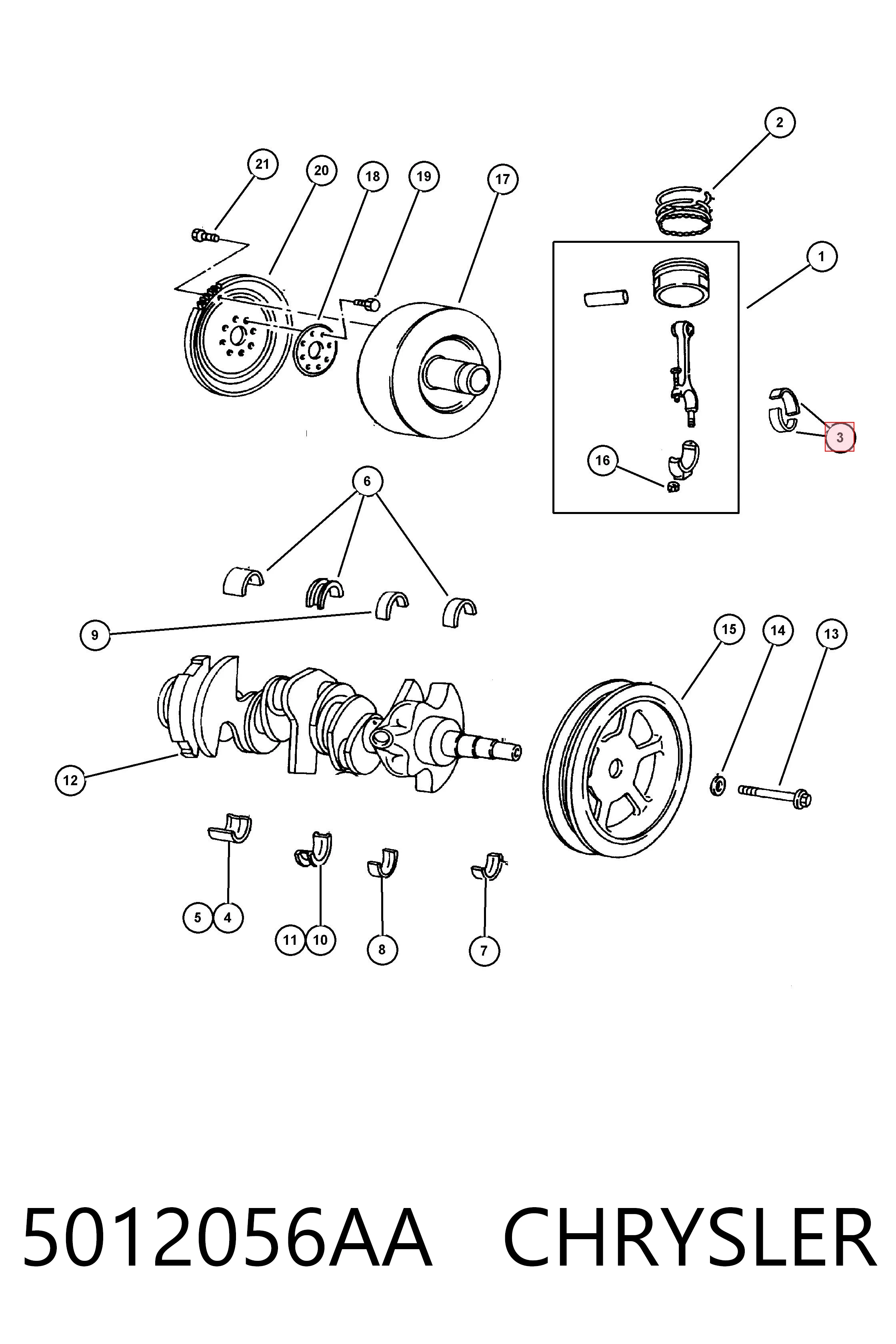Шатунні вклалиші колінвала STD Fiat/Alfa/Lancia 05161294AA ціна, від 57.41 USD