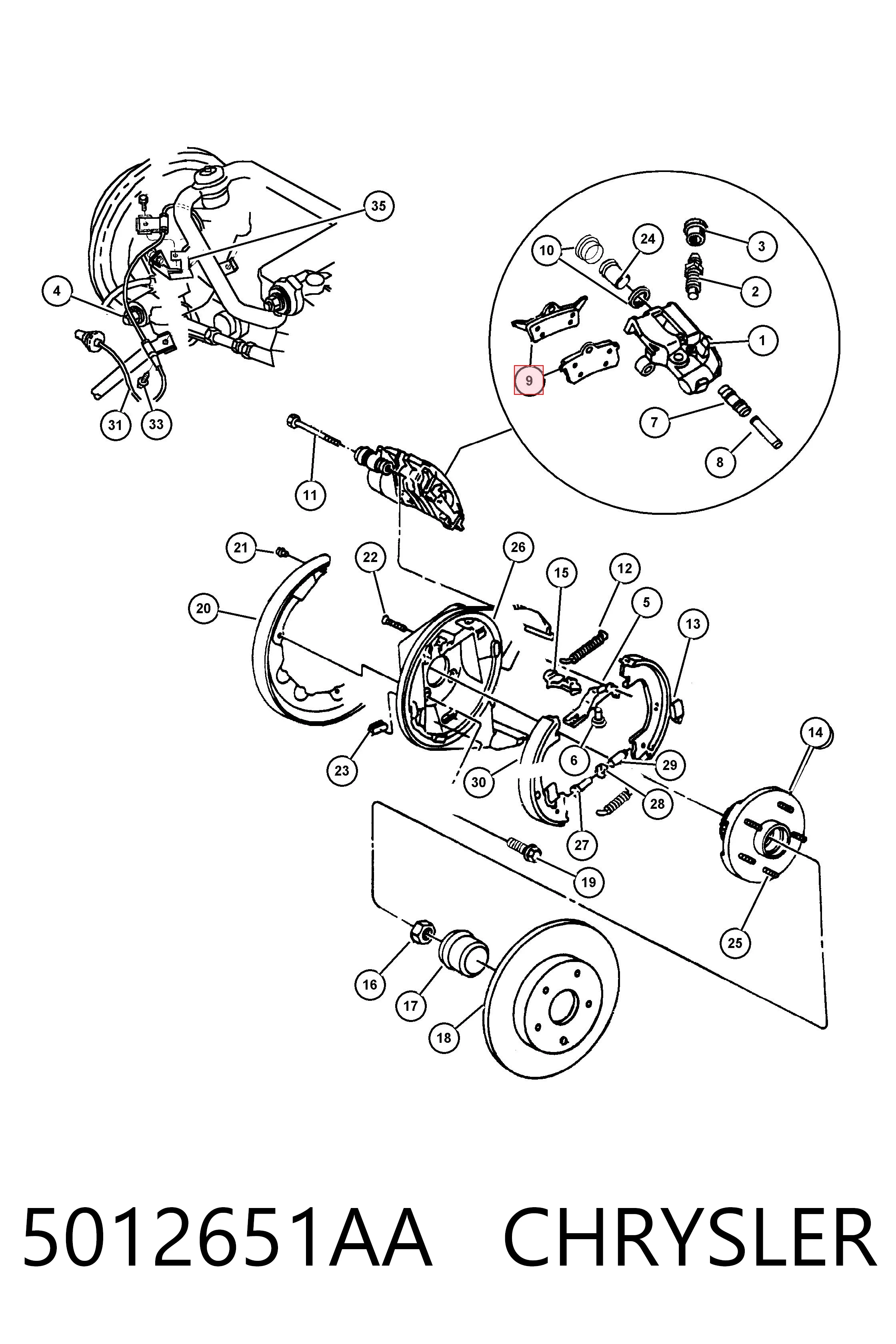 5012651AA Chrysler Колодки гальмівні задні, дискові