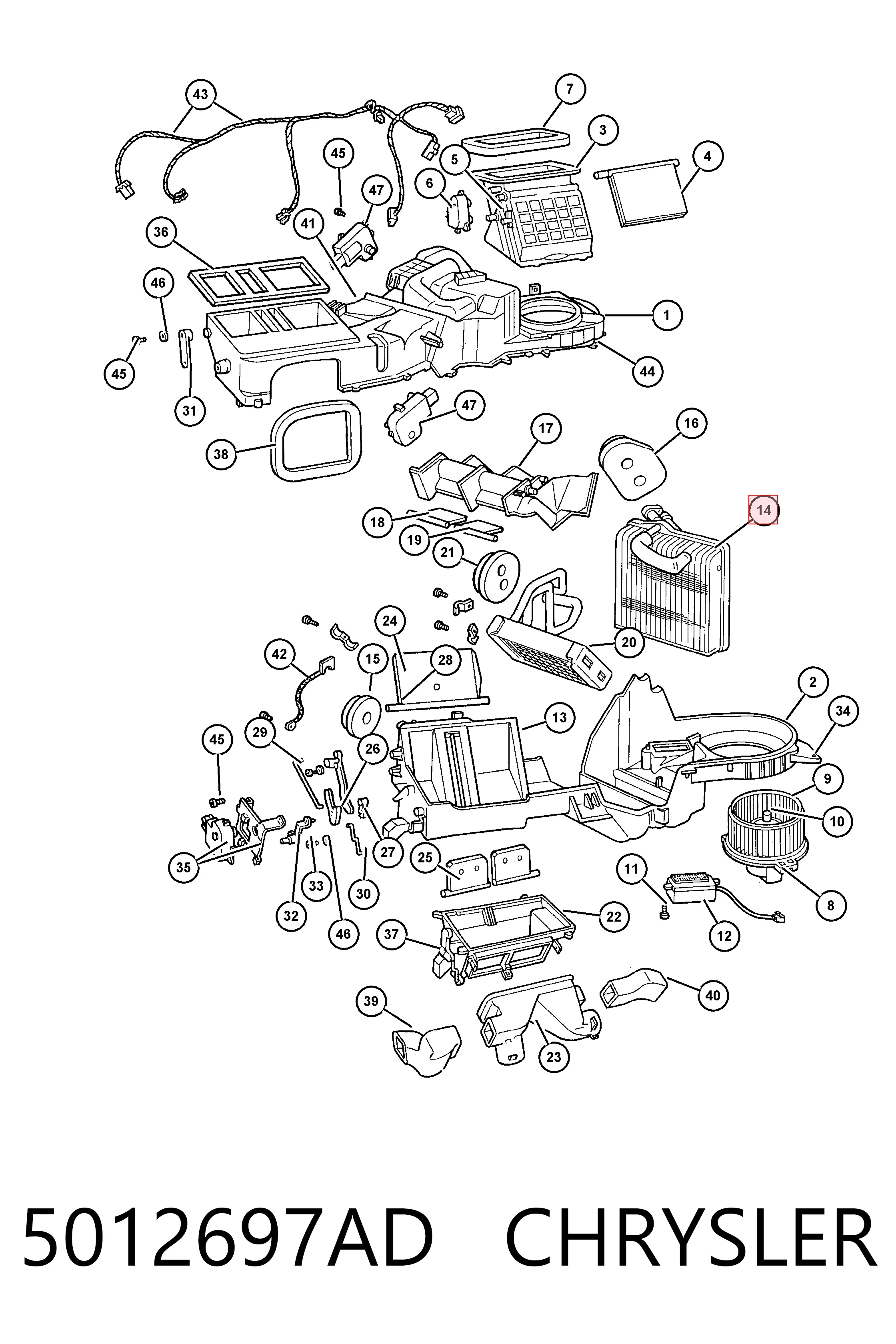 Купити K05012697AD Fiat/Alfa/Lancia Радіатор опалювача салону