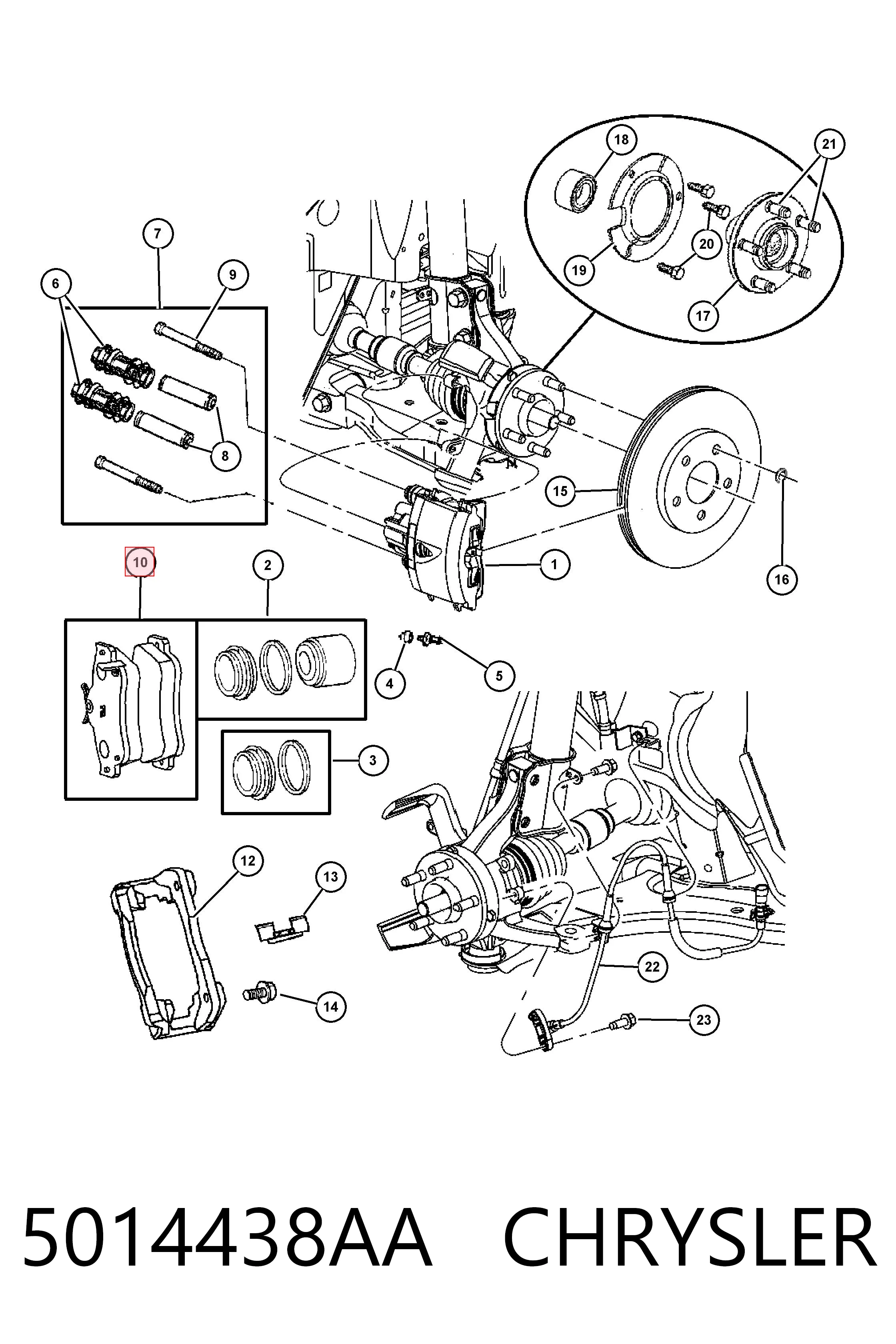 5014438AA Chrysler Передні гальмівні колодки