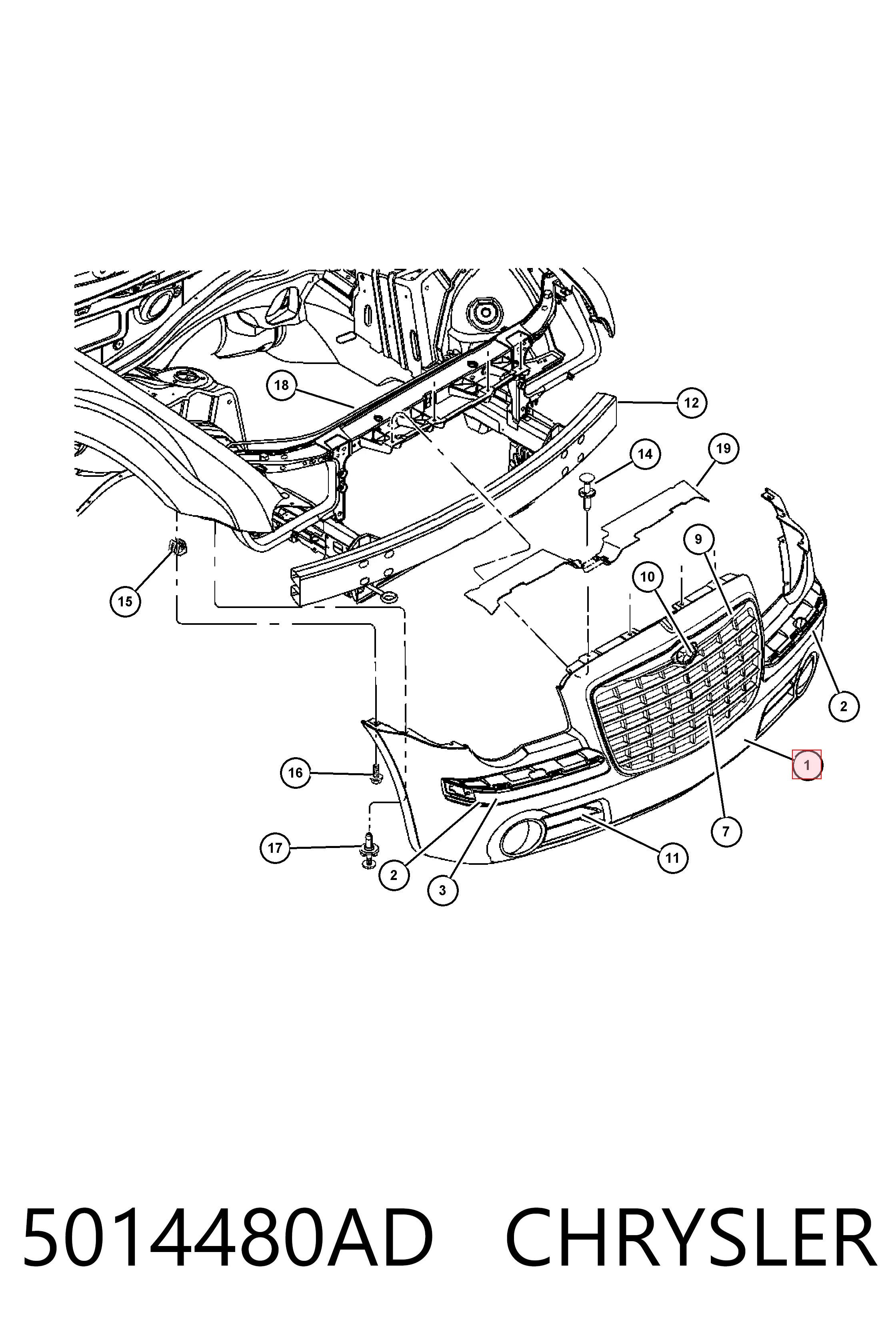 Бампер передній в зборі на Chrysler 300 C 