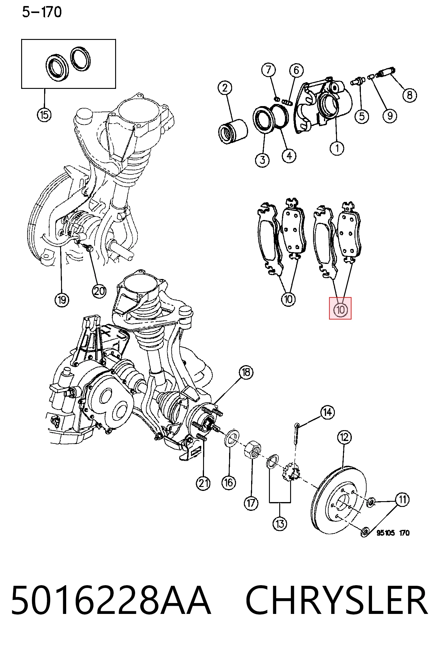 5016228AA Chrysler Передні гальмівні колодки