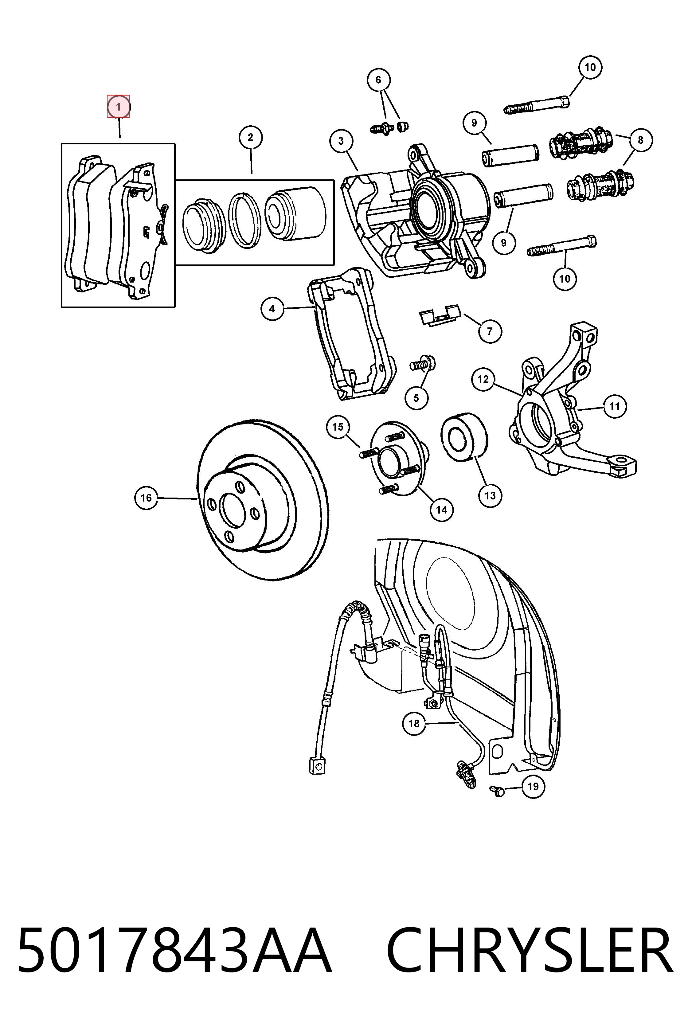 5017843AA Chrysler Передні гальмівні колодки