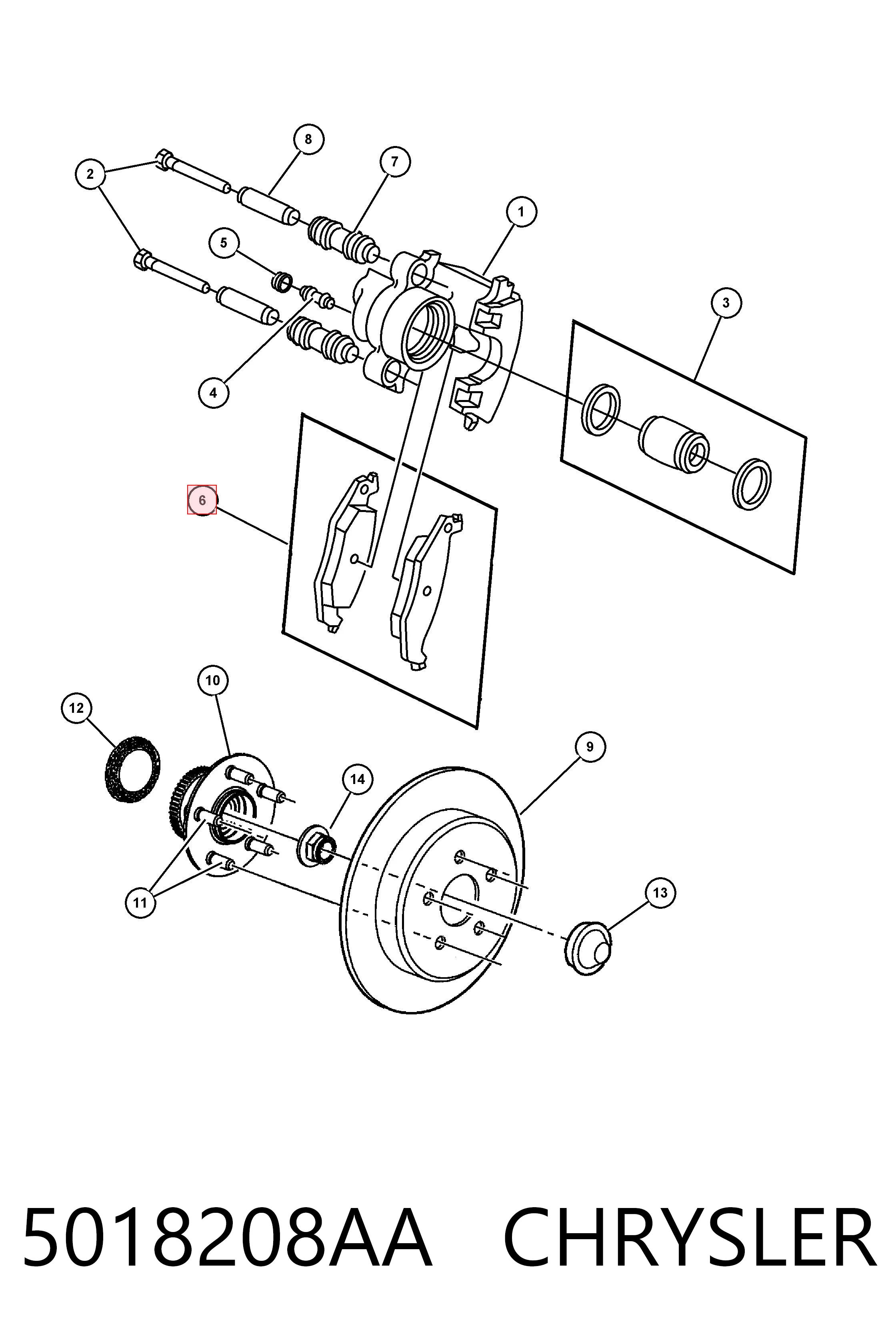 5018208AA Chrysler Колодки гальмівні задні, дискові