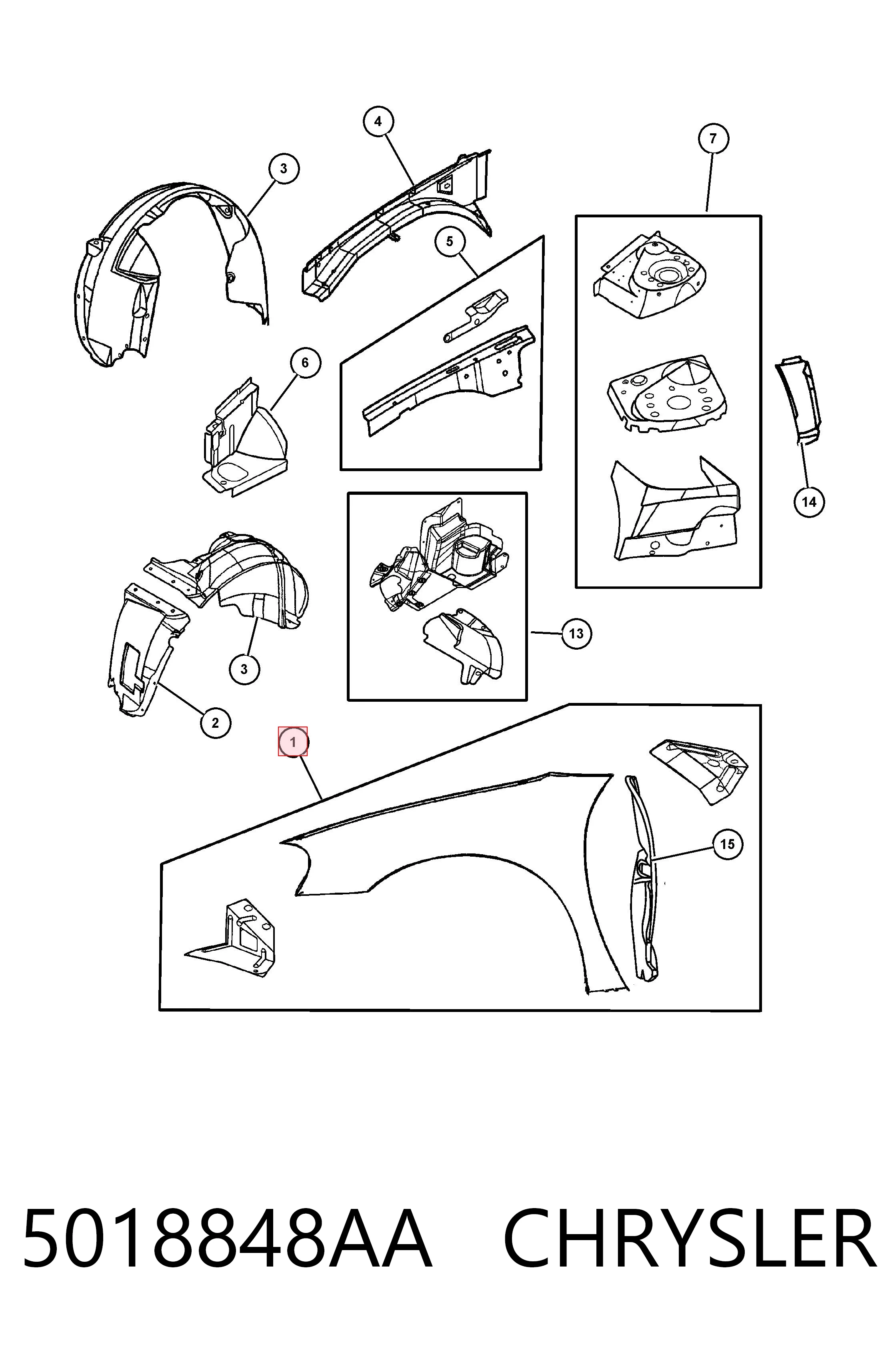 5018848AA Chrysler Крило переднє праве