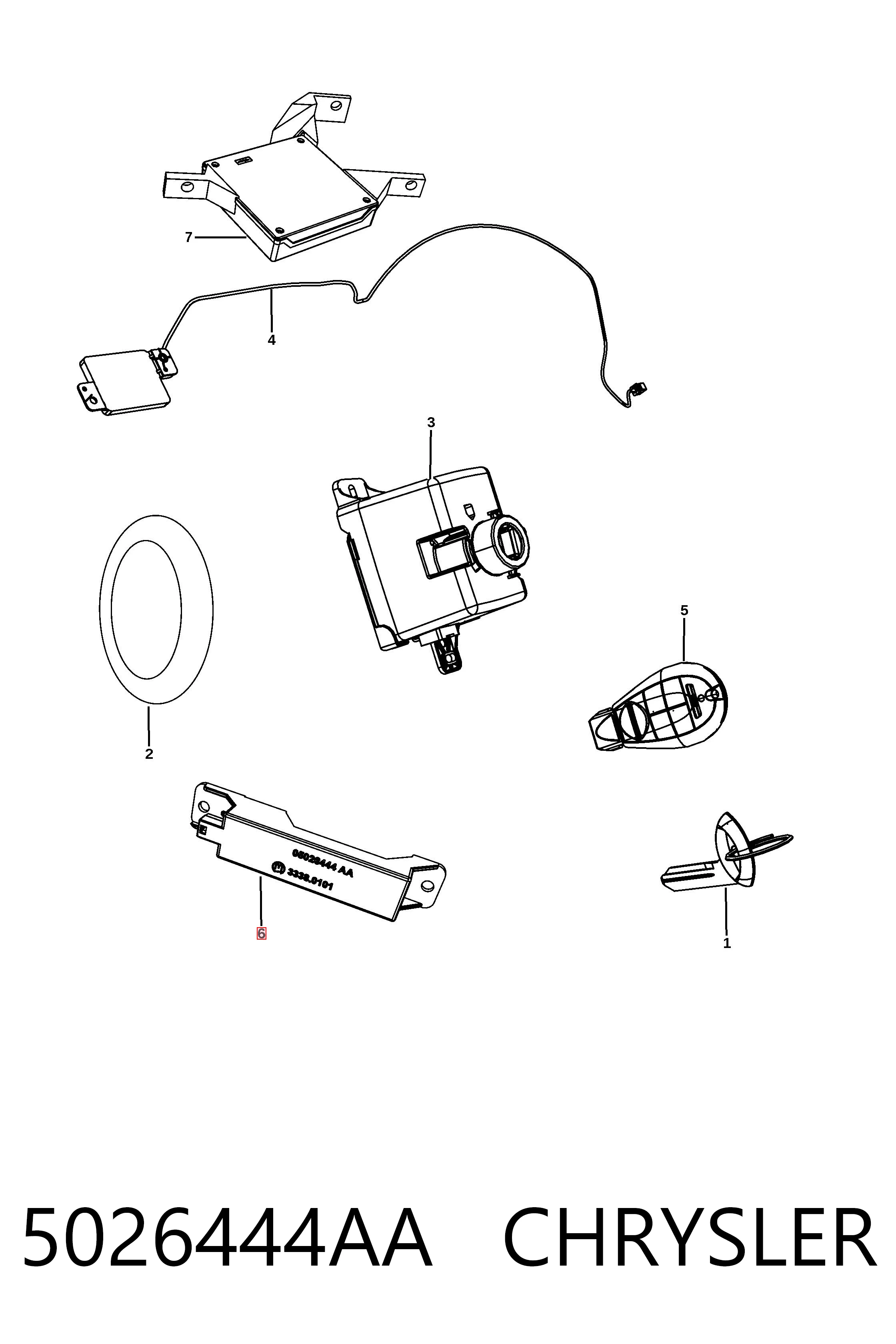 Купити K05026444AA Fiat/Alfa/Lancia Антена замку двері