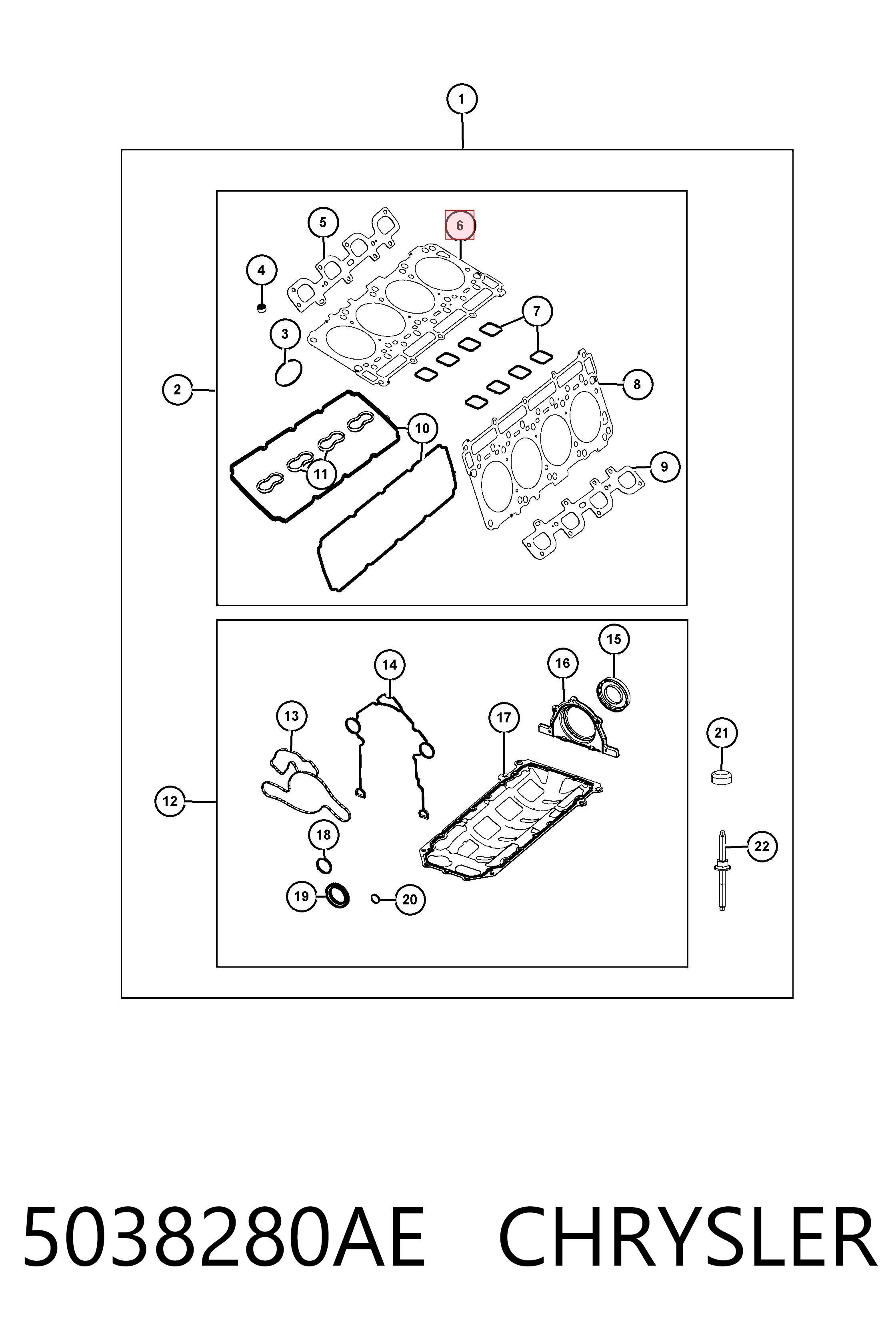 5038280AE Chrysler Прокладка головки блоку циліндрів (ГБЦ), права