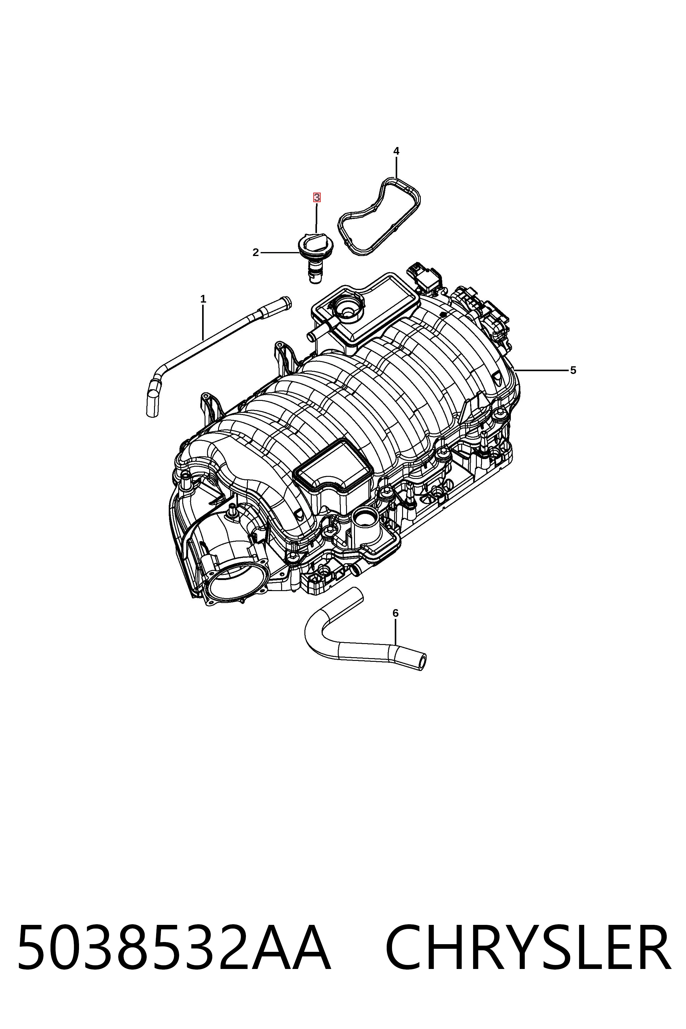5038532AA Chrysler Клапан PCV (вентиляції картерних газів)