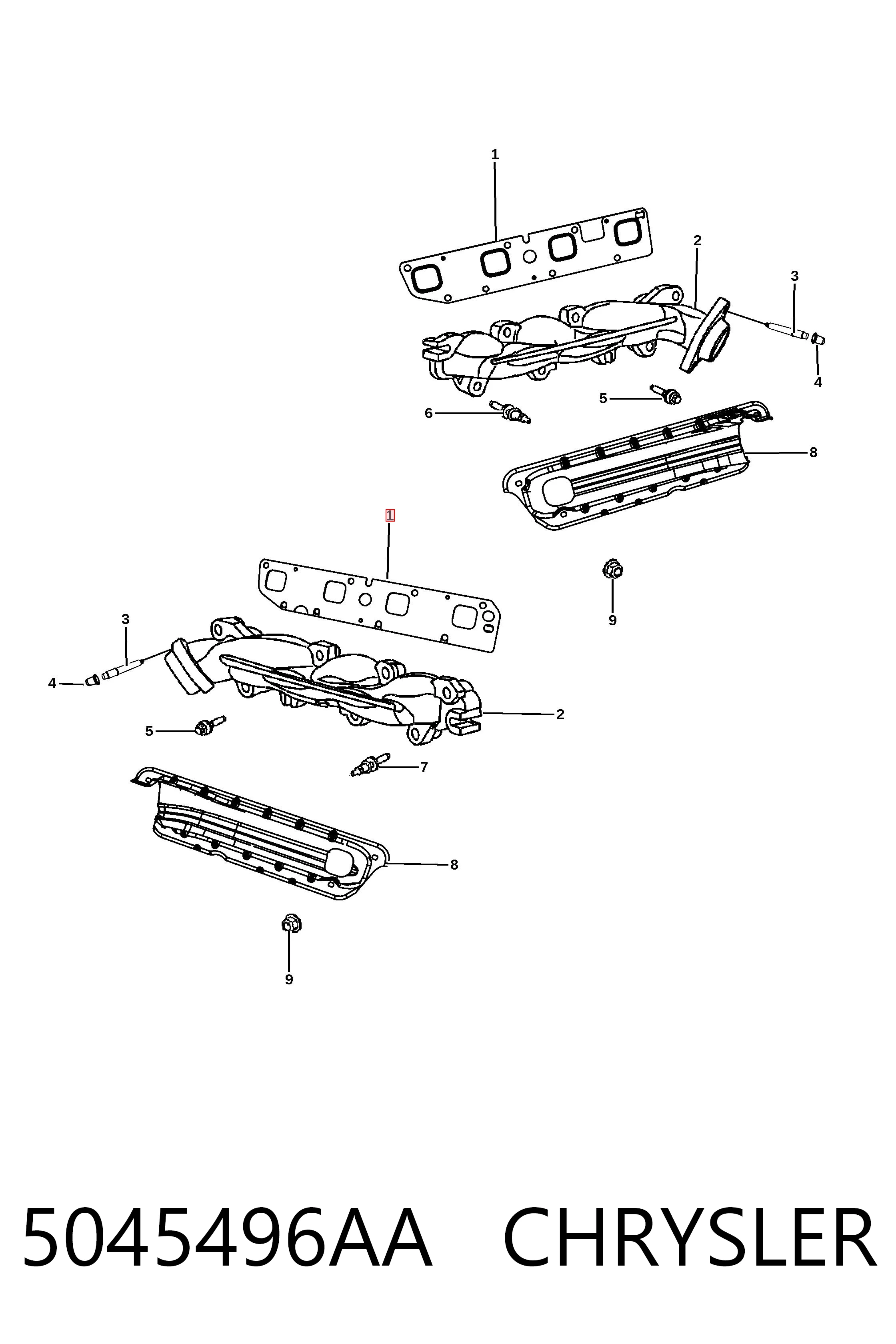 5045496AA Chrysler Прокладка випускного колектора, права