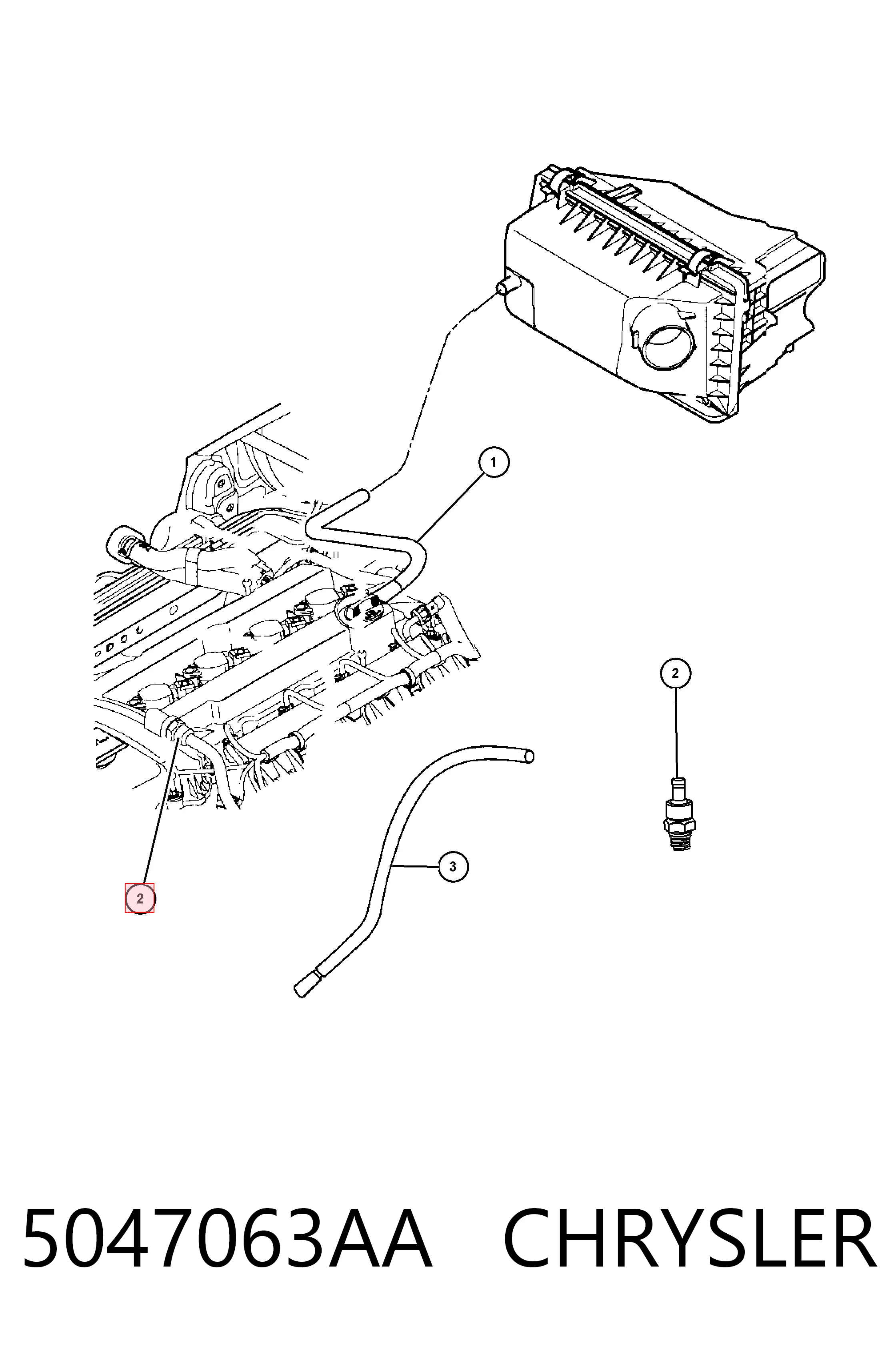 5047063AA Chrysler Клапан PCV (вентиляції картерних газів)