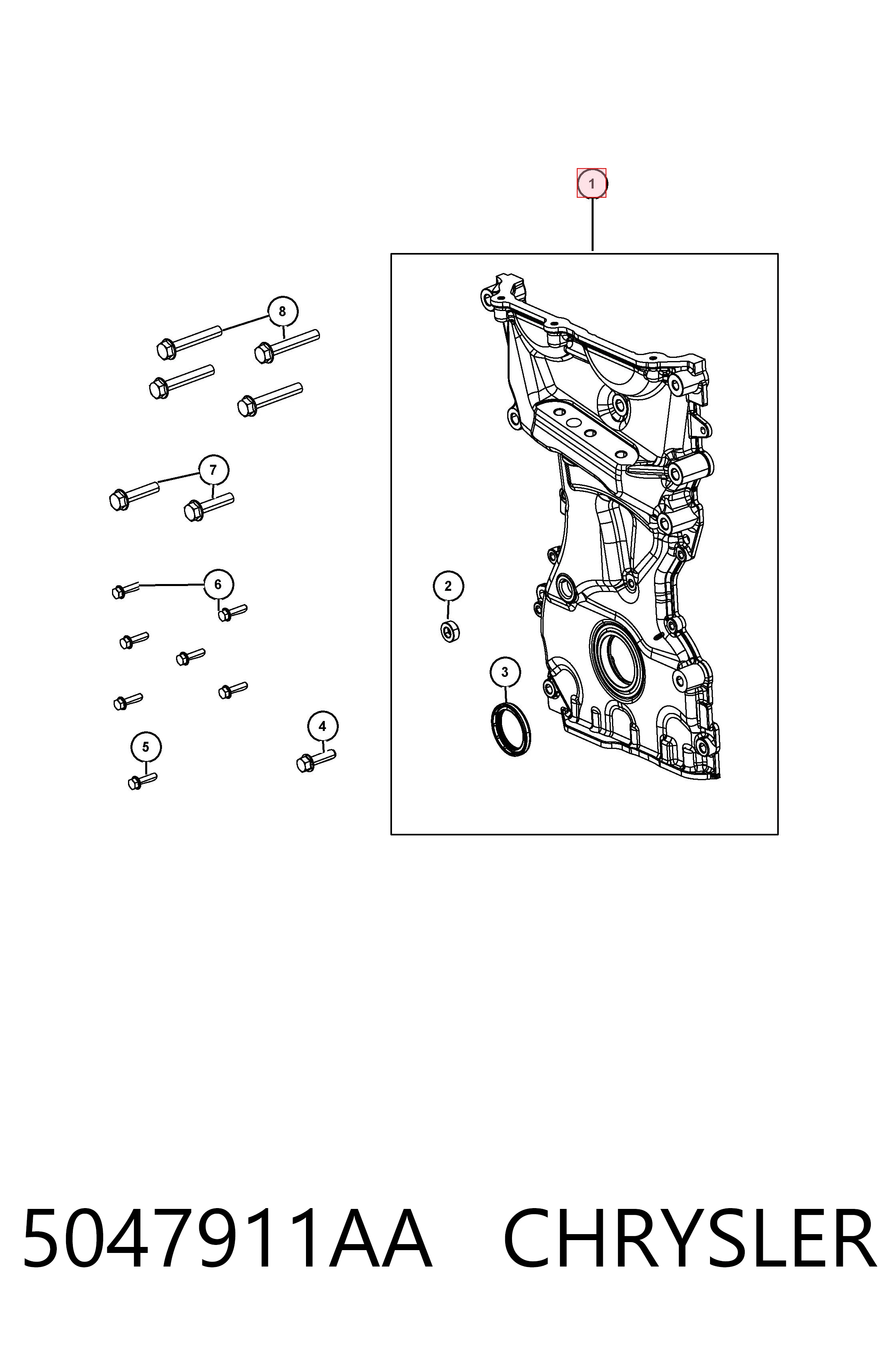 Купити K05048201AA Fiat/Alfa/Lancia Кришка двигуна передня